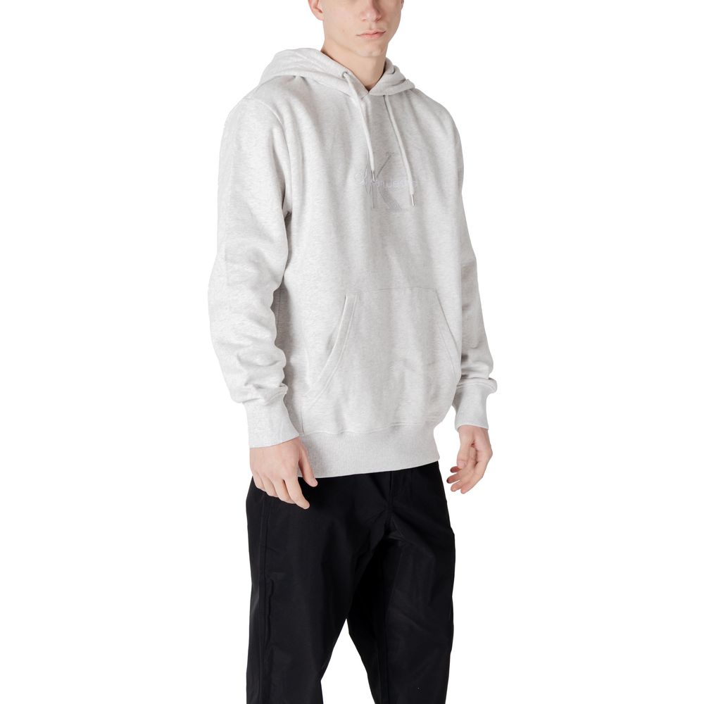 Calvin Klein Jeans Grauer Baumwoll-Kapuzenpulli