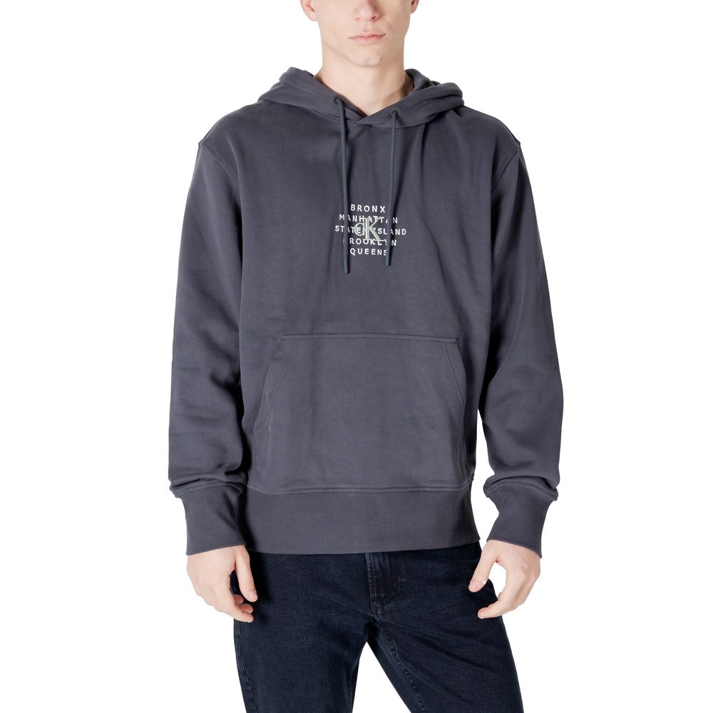 Calvin Klein Jeans Grauer Baumwoll-Kapuzenpulli