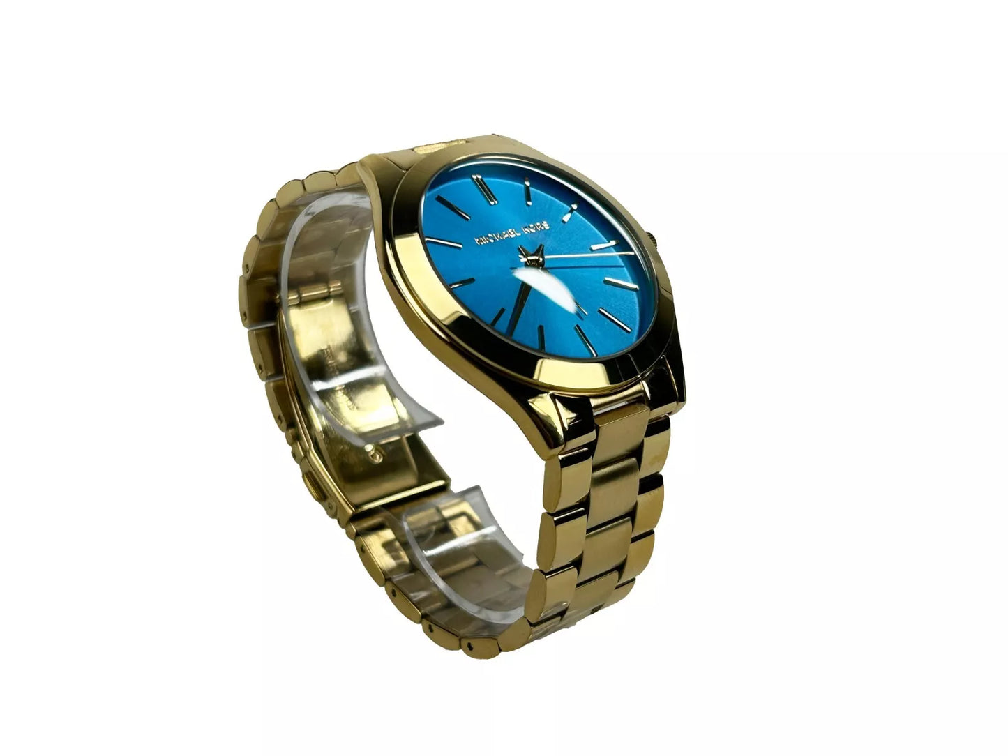 Michael Kors Schlanke Runway-Edelstahluhr MK3265 Blau-Gold
