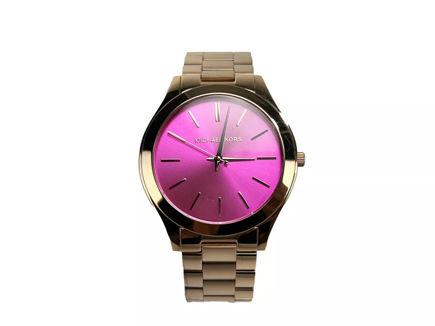 Michael Kors Schlanke Runway-Edelstahluhr MK3291 Rosa Silber