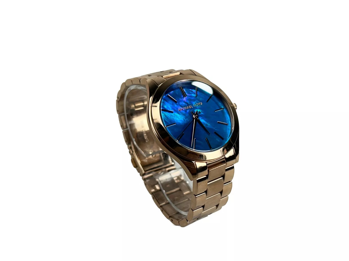 Michael Kors Schlanke Runway-Edelstahluhr MK3494 Ozeanblau Gold