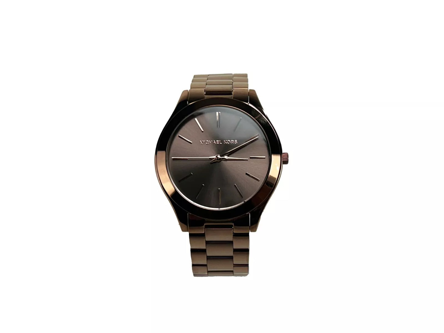 Michael Kors Schlanke Runway Uhr aus braunem Edelstahl MK3418