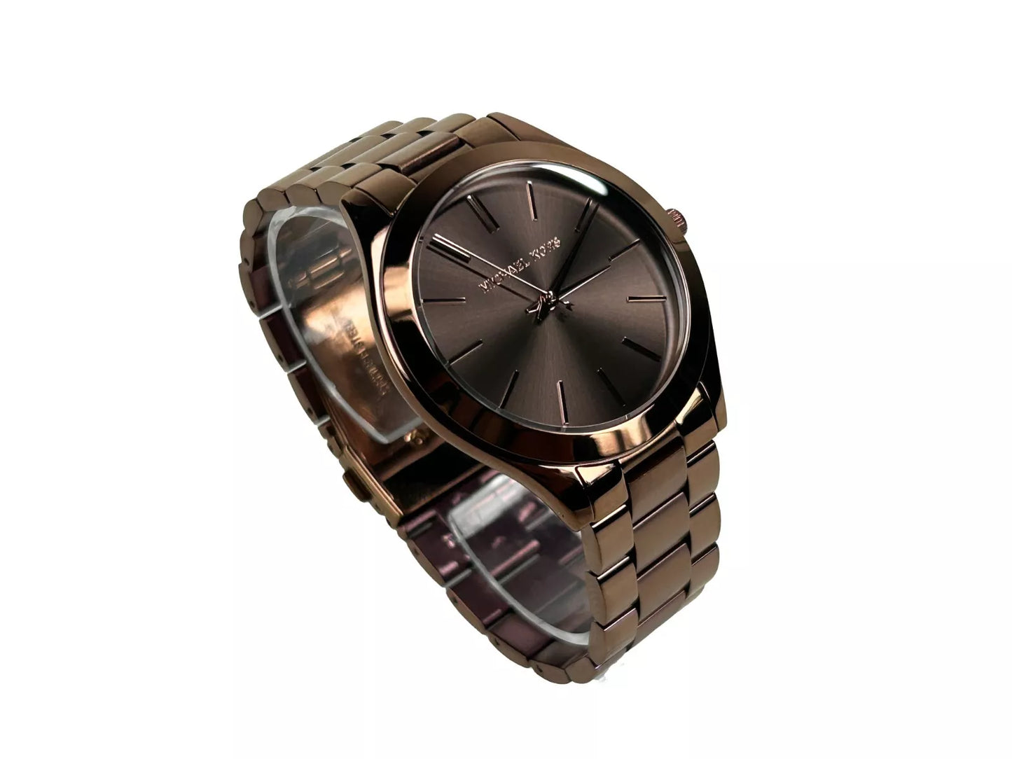 Michael Kors Schlanke Runway Uhr aus braunem Edelstahl MK3418