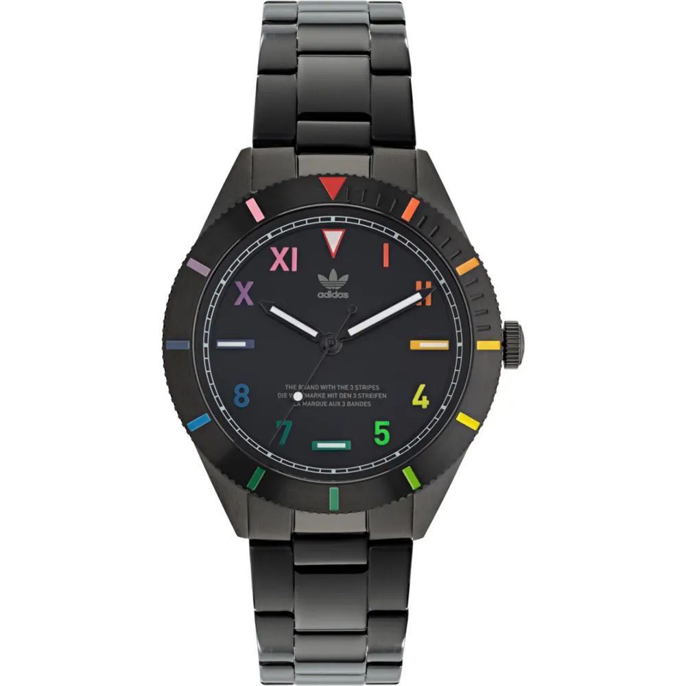 Adidas Schwarze Uhr aus Edelstahl