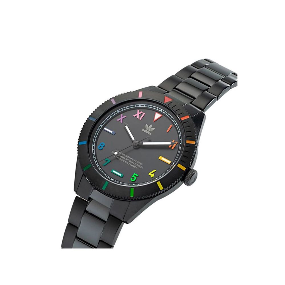 Adidas Schwarze Uhr aus Edelstahl