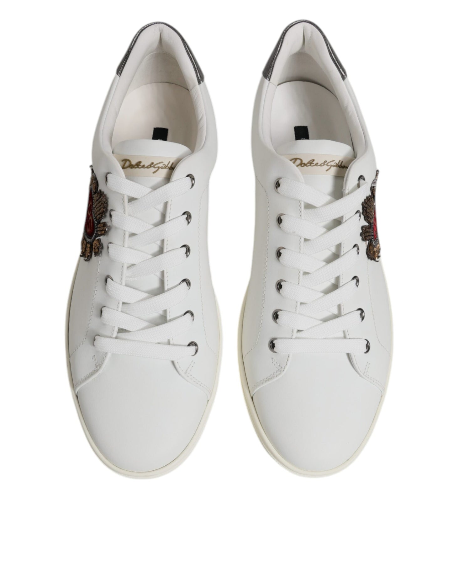 Dolce & Gabbana Weiß Leder Herz verschönert Turnschuhe Schuhe