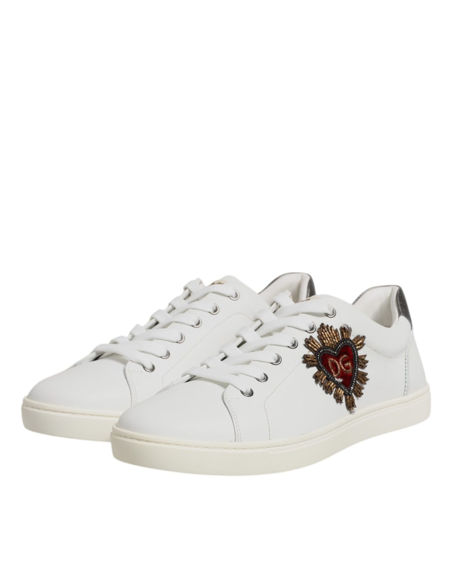 Dolce & Gabbana Weiß Leder Herz verschönert Turnschuhe Schuhe