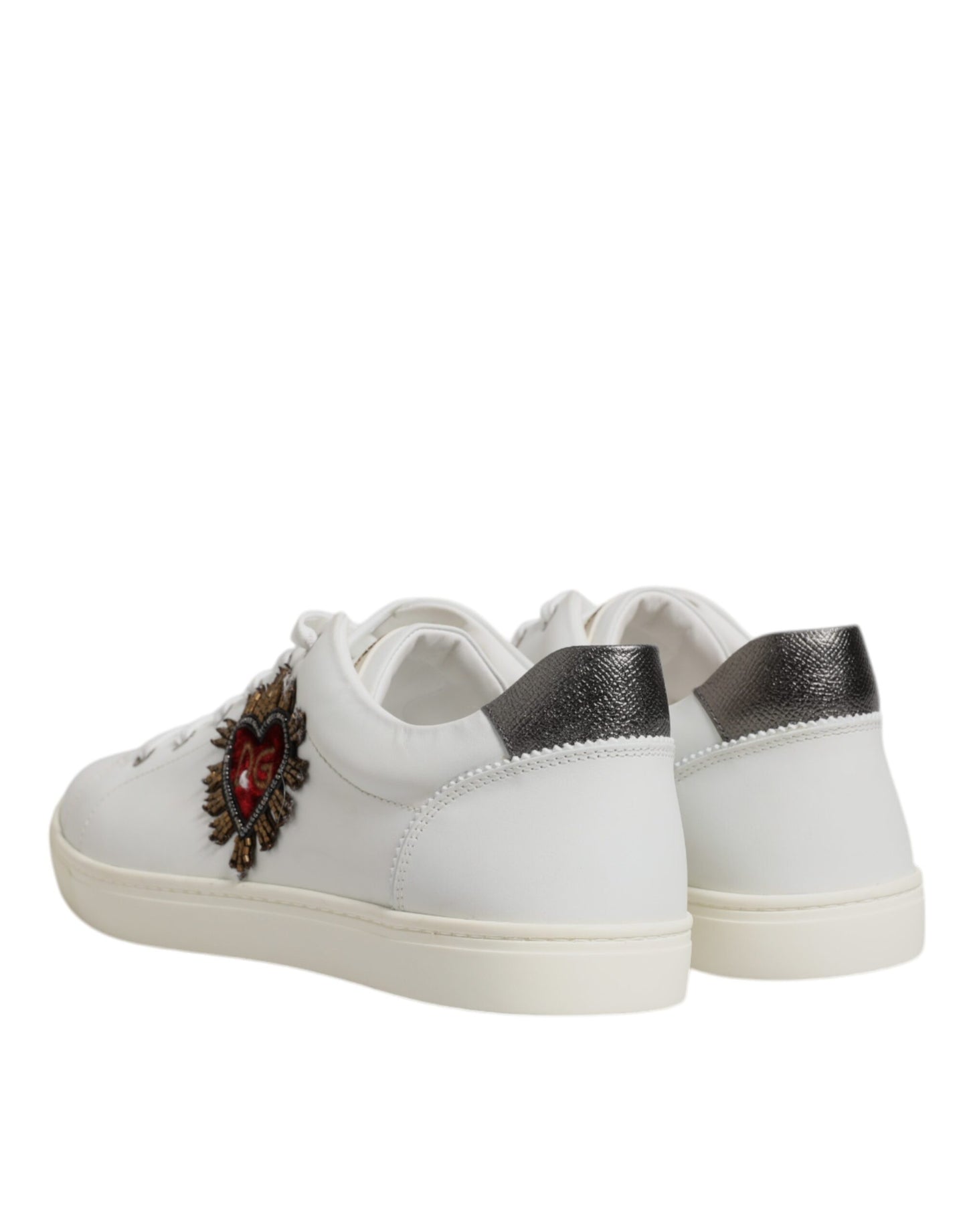 Dolce & Gabbana Weiß Leder Herz verschönert Turnschuhe Schuhe