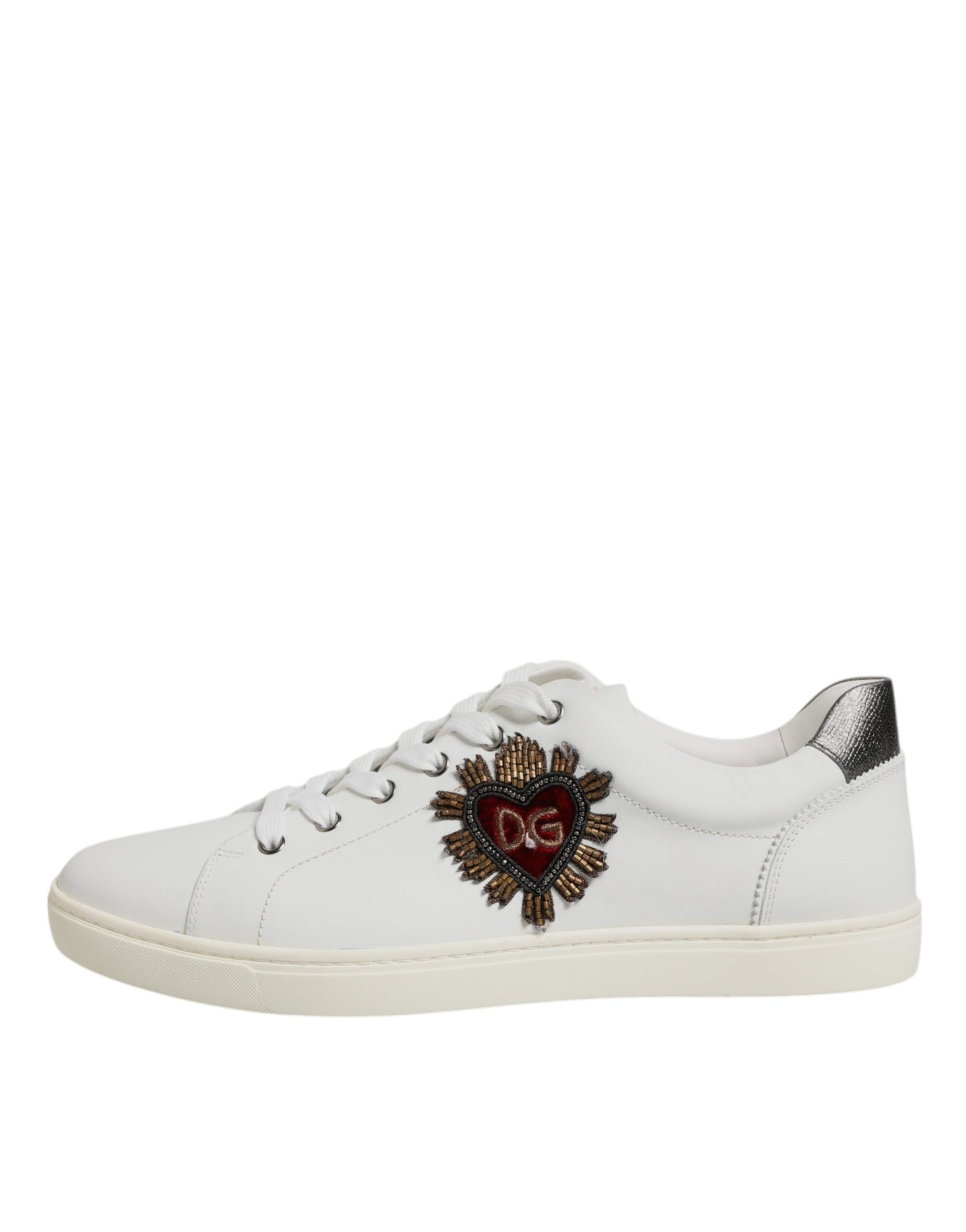 Dolce & Gabbana Weiß Leder Herz verschönert Turnschuhe Schuhe