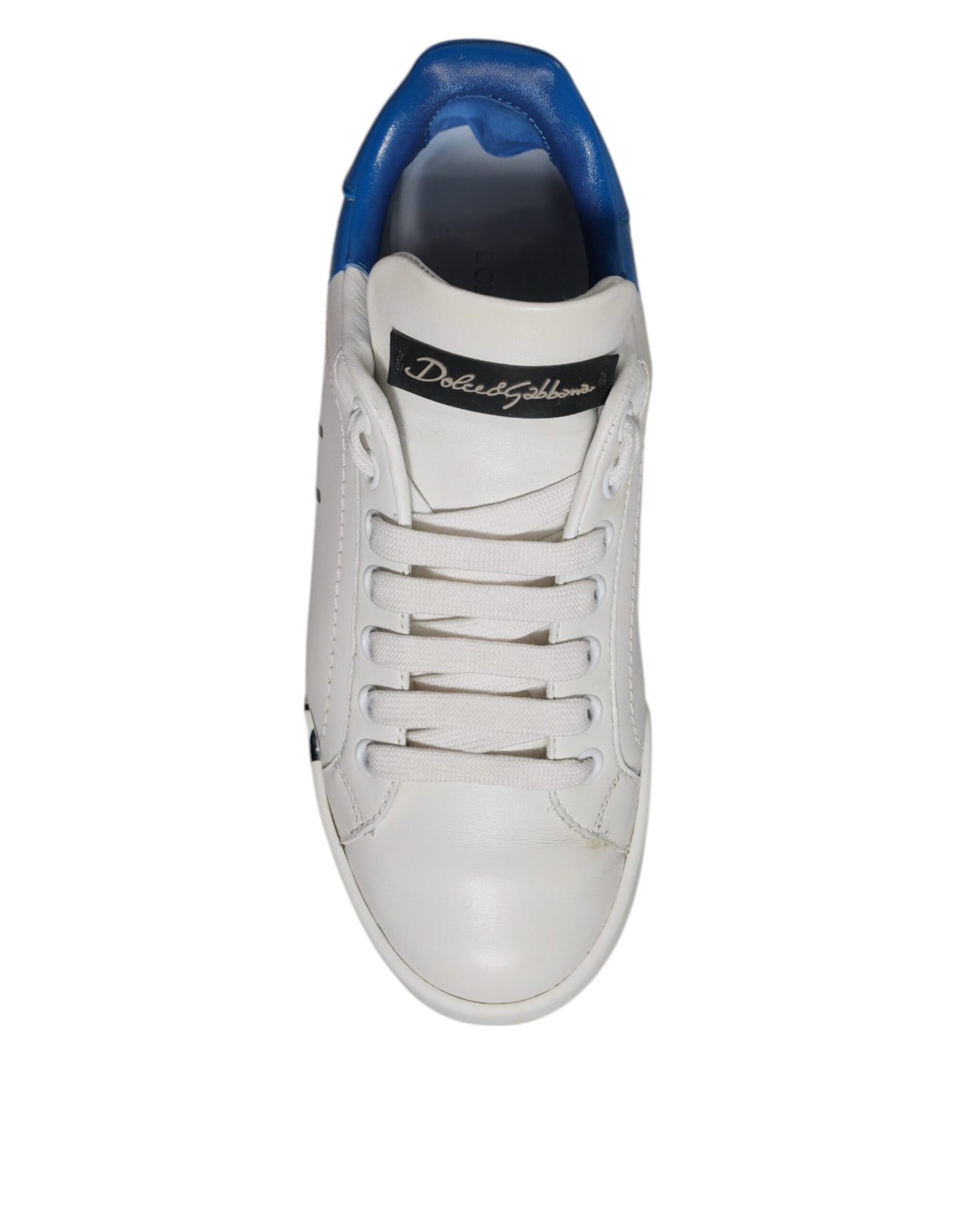 Dolce & Gabbana Weiß Blau Logo Portofino Turnschuhe Schuhe