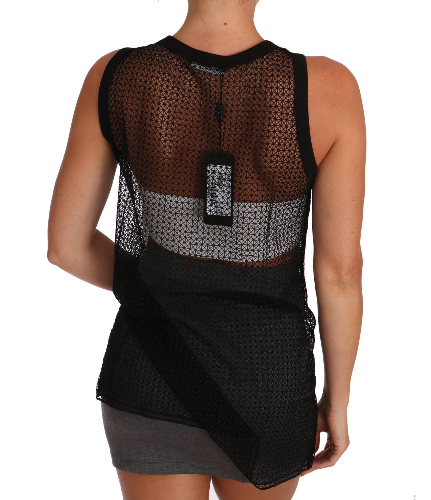 Dolce & Gabbana Schwarzes Netz-T-Shirt mit transparenter Bluse