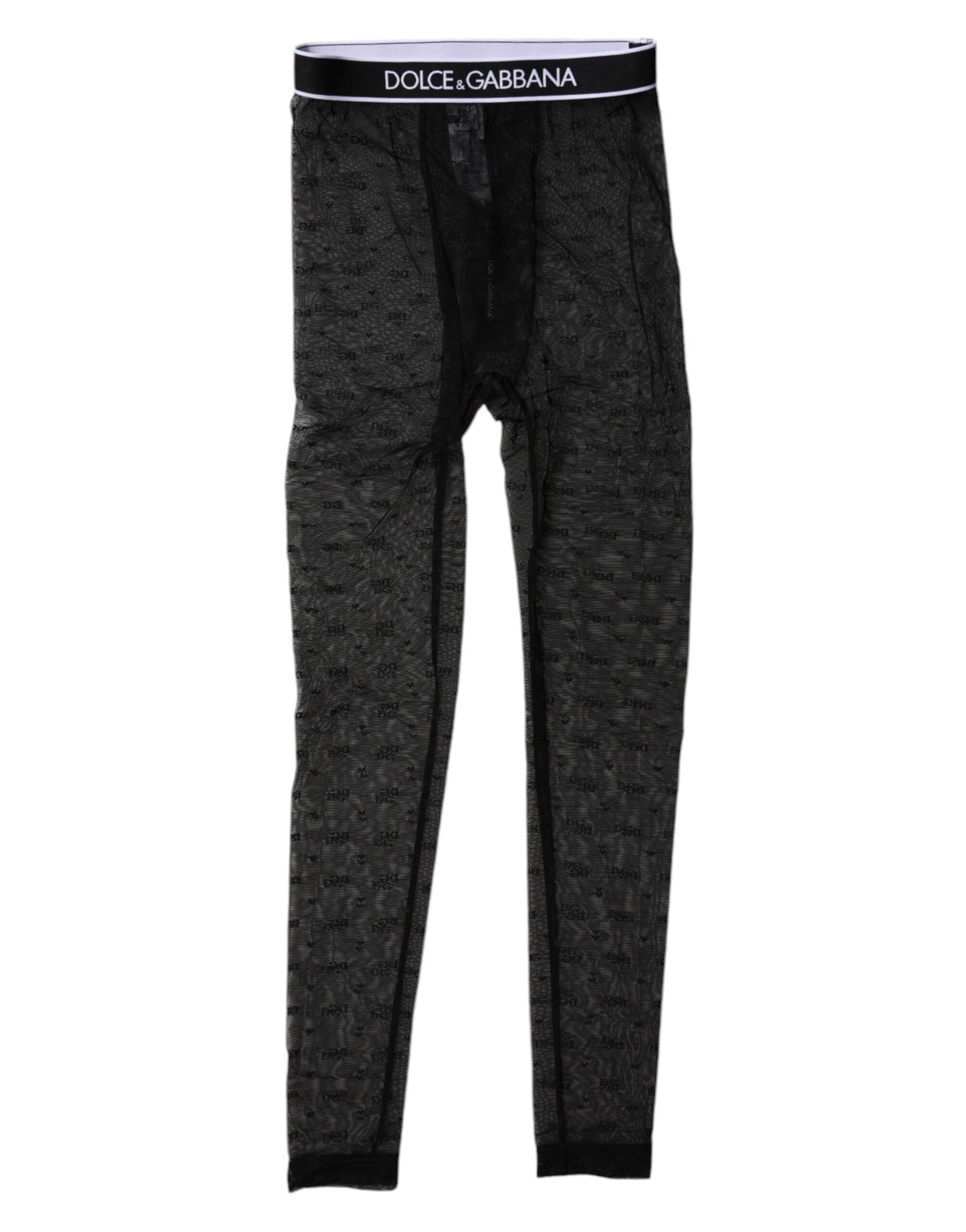 Dolce & Gabbana Schwarzes Logo Spitze Dessous Tight Pants Unterwäsche
