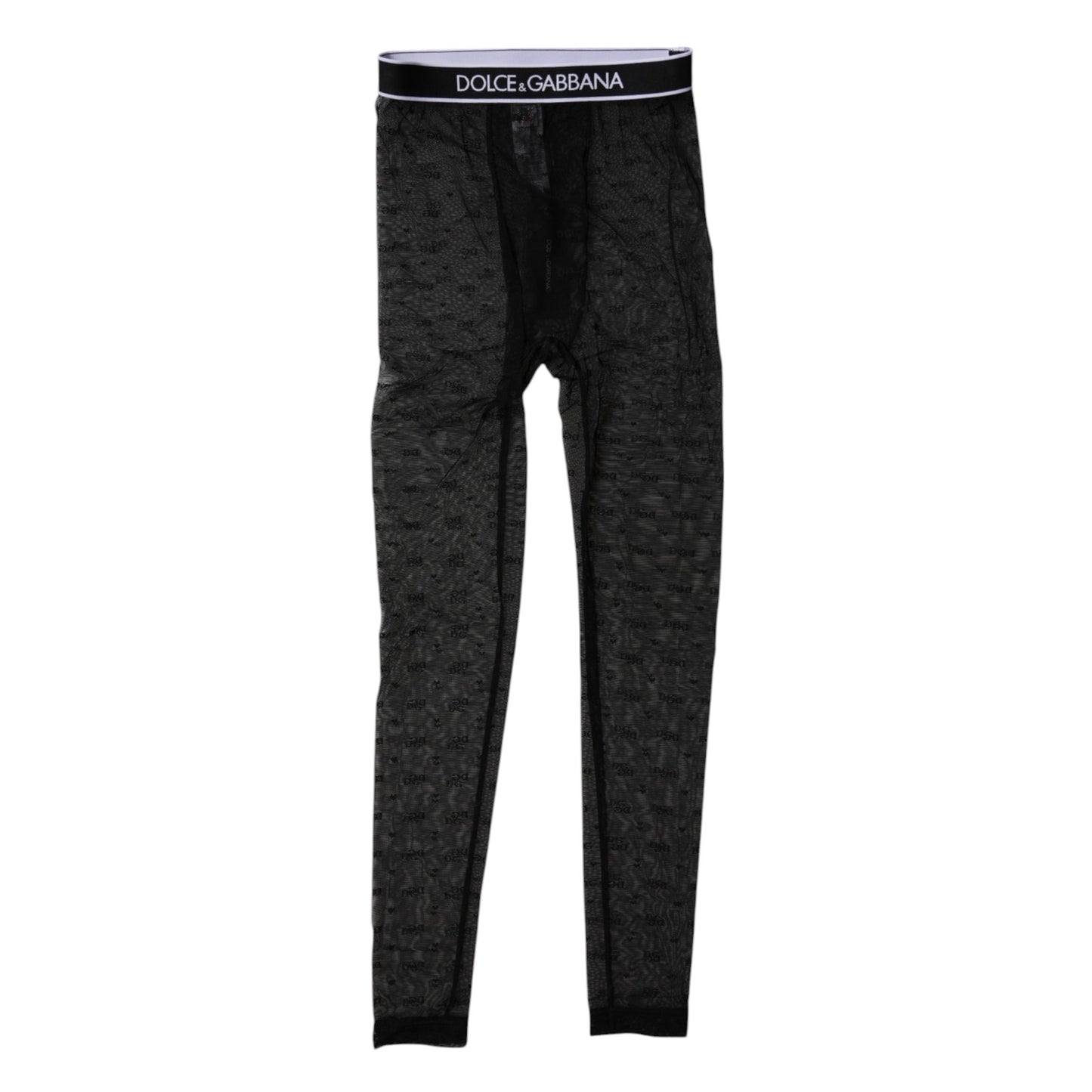 Dolce & Gabbana Schwarzes Logo Spitze Dessous Tight Pants Unterwäsche