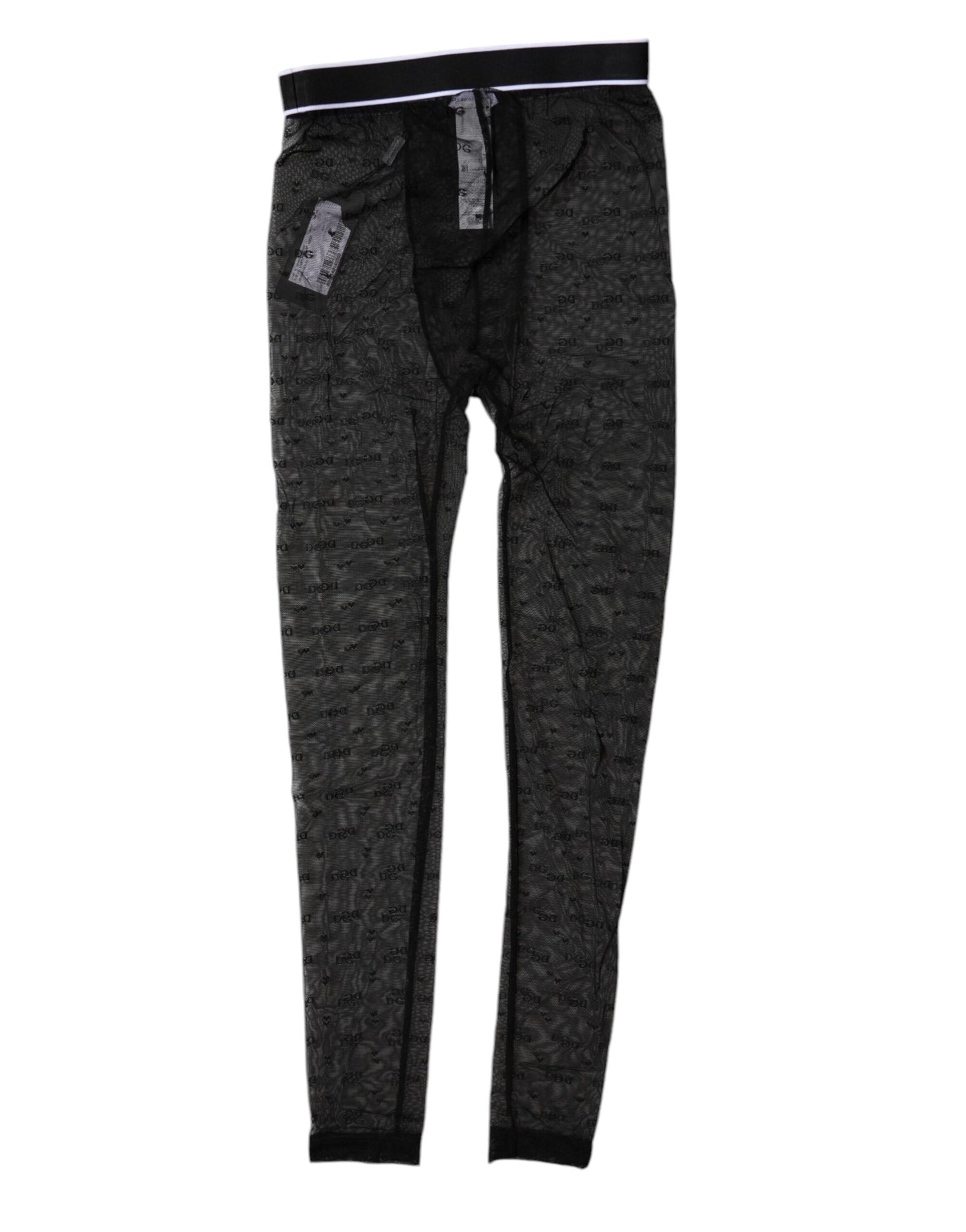 Dolce & Gabbana Schwarzes Logo Spitze Dessous Tight Pants Unterwäsche