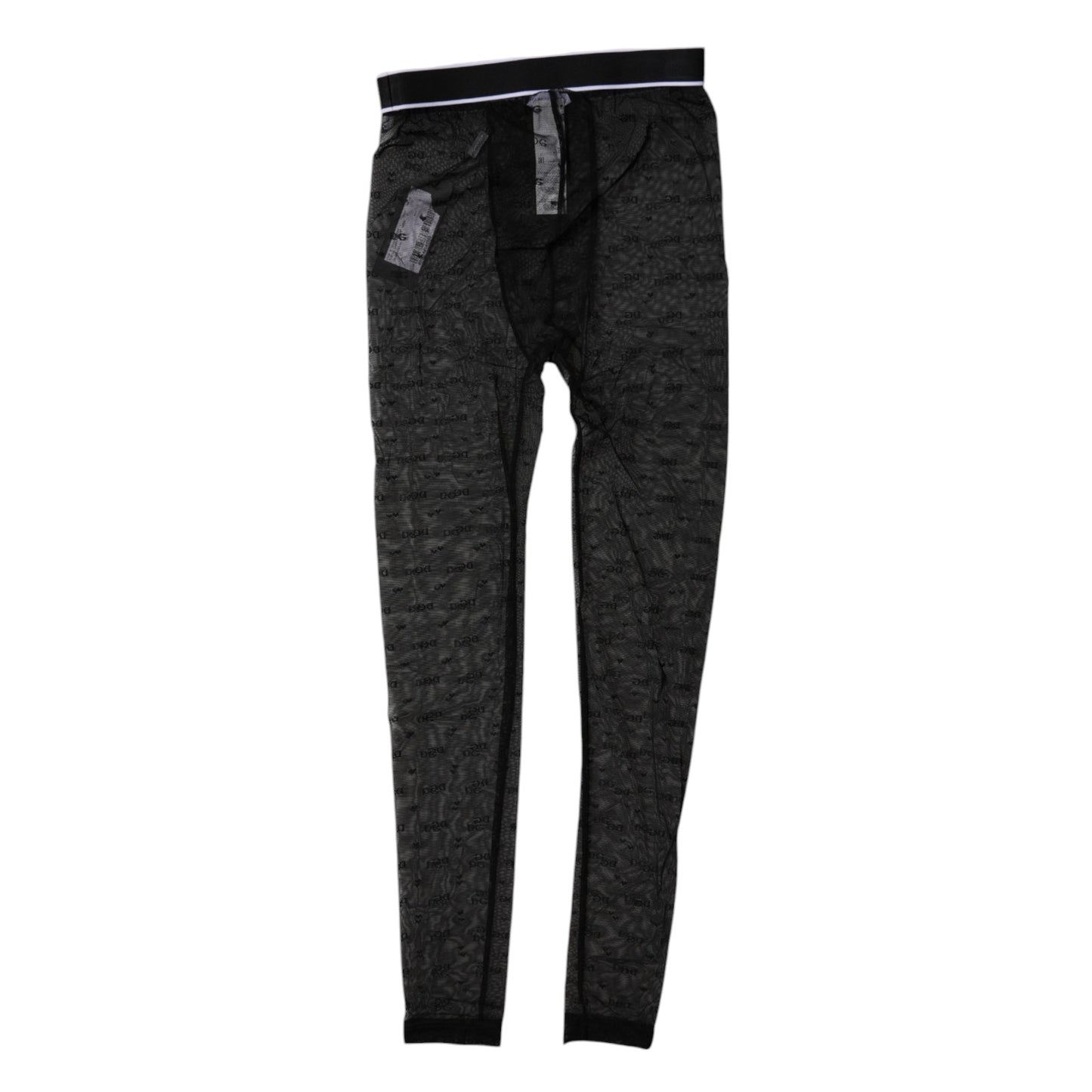 Dolce & Gabbana Schwarzes Logo Spitze Dessous Tight Pants Unterwäsche