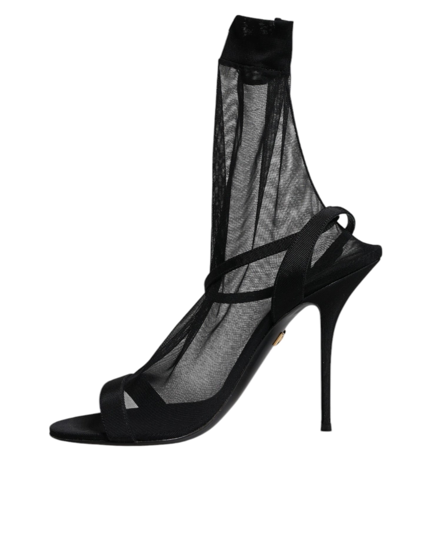 Dolce & Gabbana Schwarz Tüll Stretch Heels Sandalen Schuhe