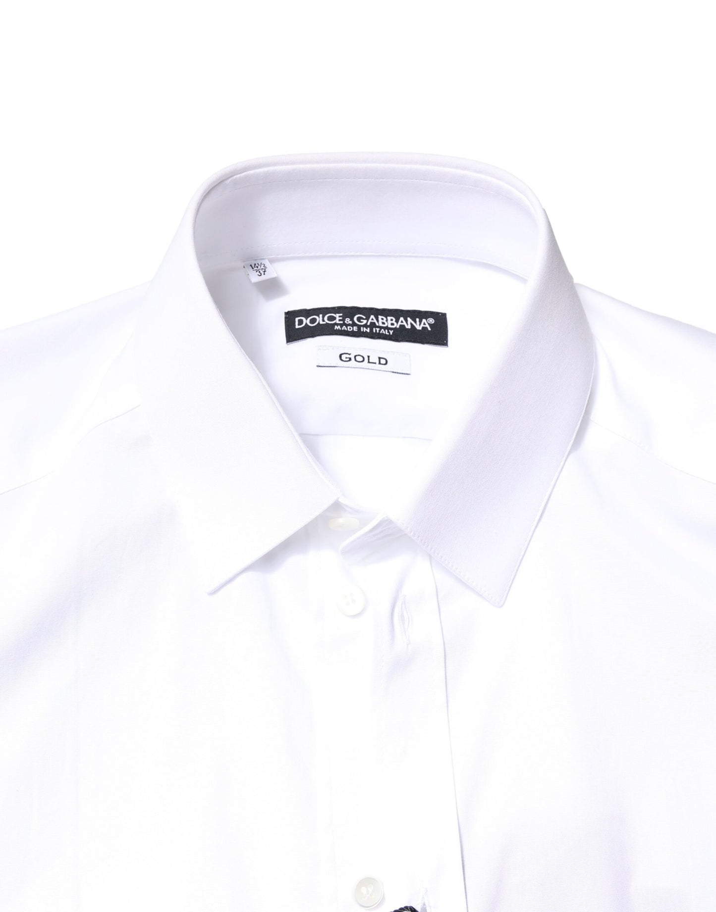 Dolce & Gabbana Weißes GOLD Baumwollhemd mit langen Ärmeln