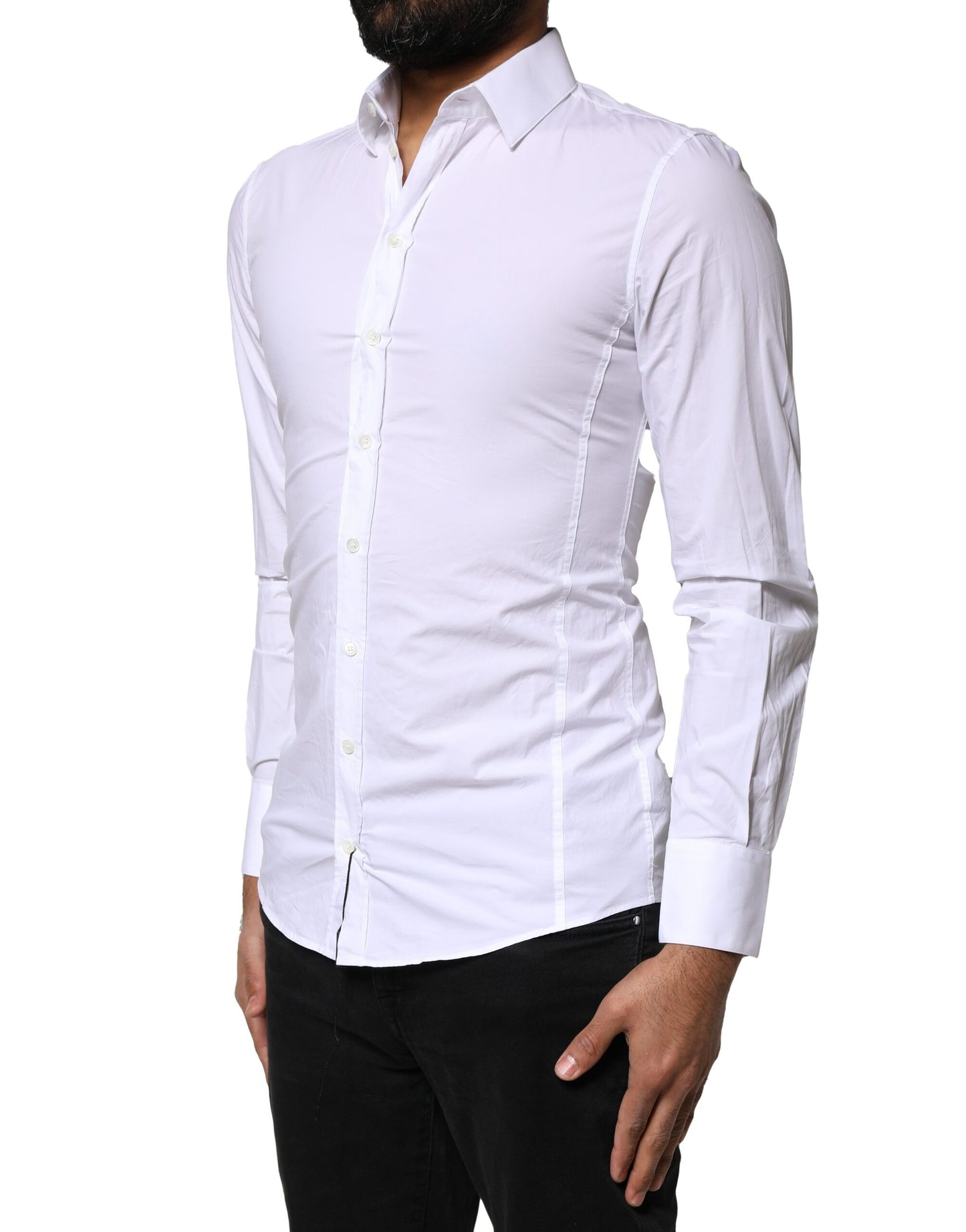 Dolce & Gabbana Weißes SICILIA Formales Herrenhemd aus Baumwolle