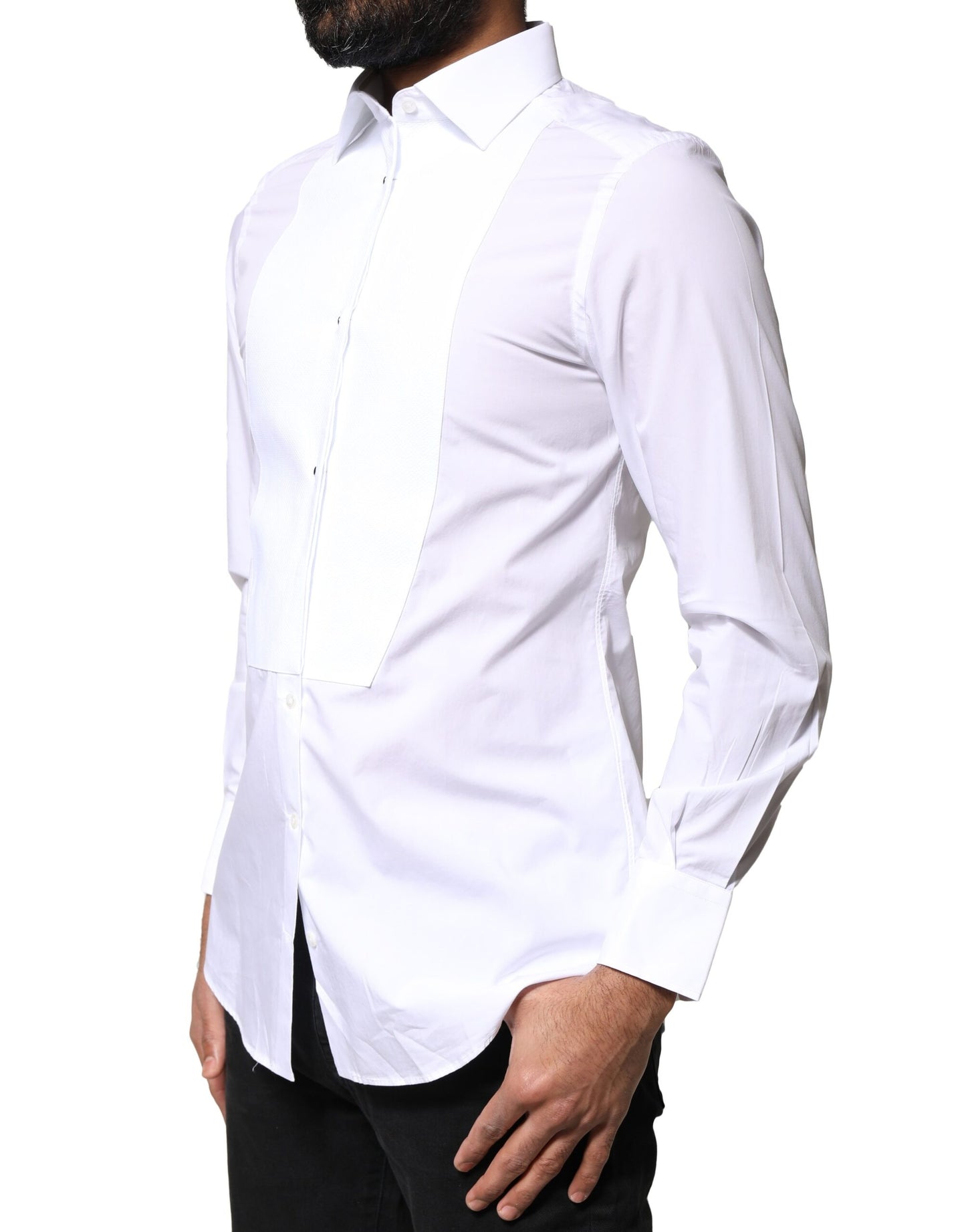 Dolce & Gabbana Weißes Latzhemd aus Baumwollpopeline Formal Dress Shirt
