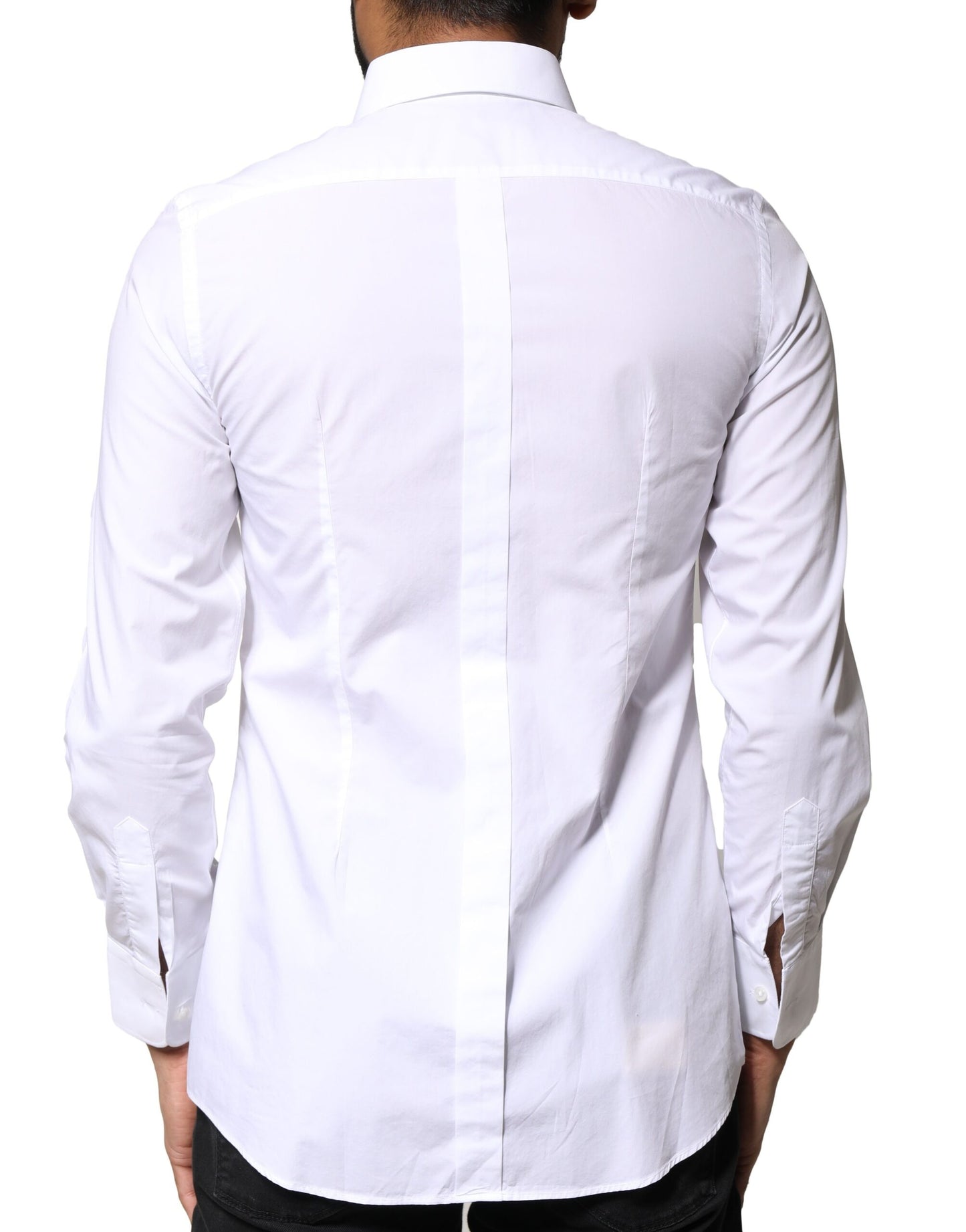 Dolce & Gabbana Weißes Latzhemd aus Baumwollpopeline Formal Dress Shirt