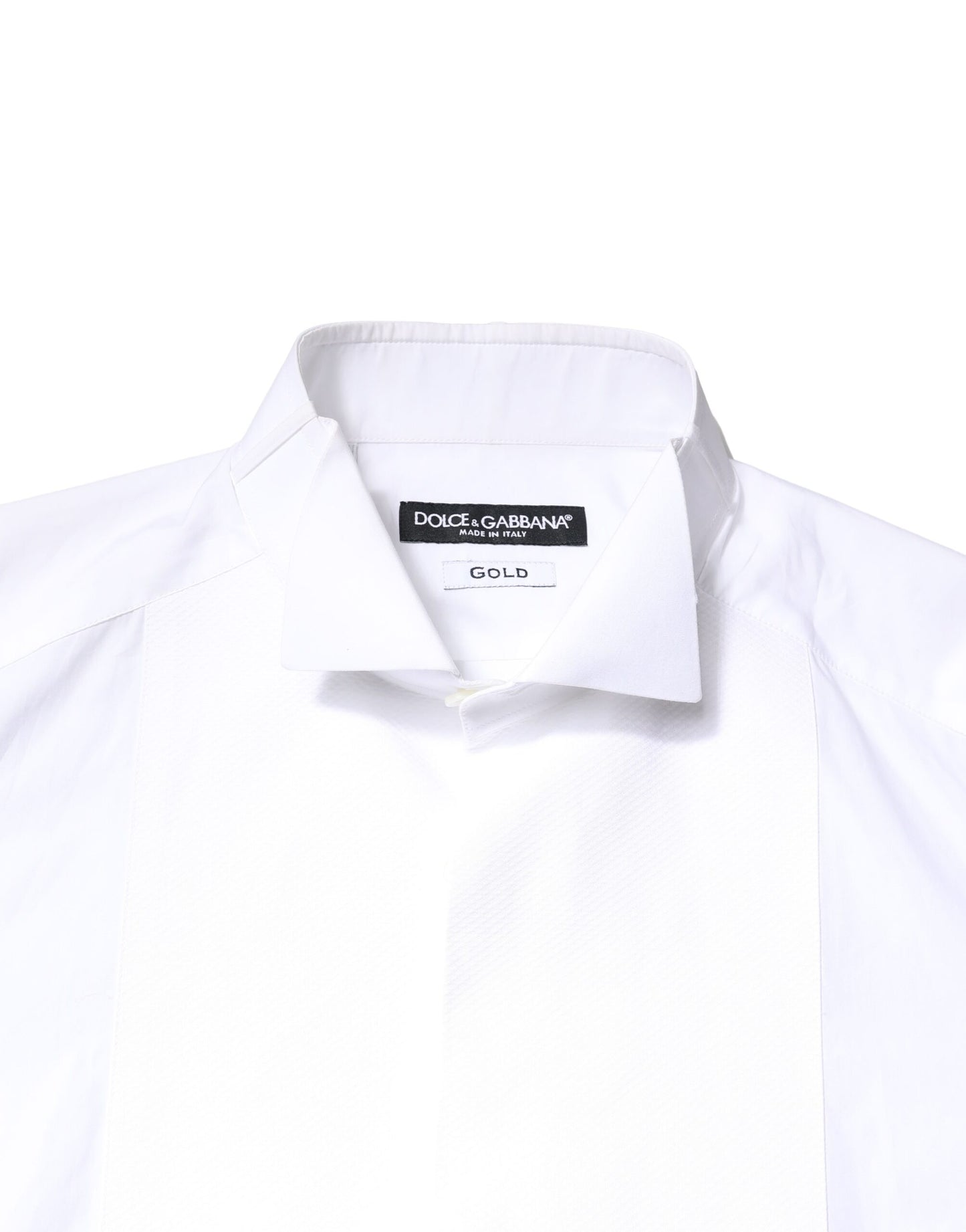 Dolce & Gabbana Weiß GOLD Baumwolle Popeline Lätzchen Formales Herrenhemd