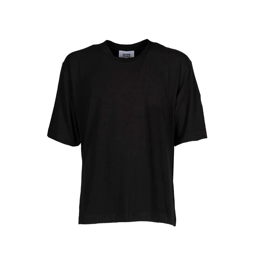 Alpha Studio Schwarzes T-Shirt aus Baumwolle