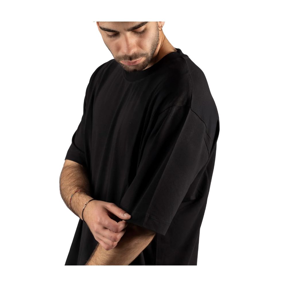 Alpha Studio Schwarzes T-Shirt aus Baumwolle
