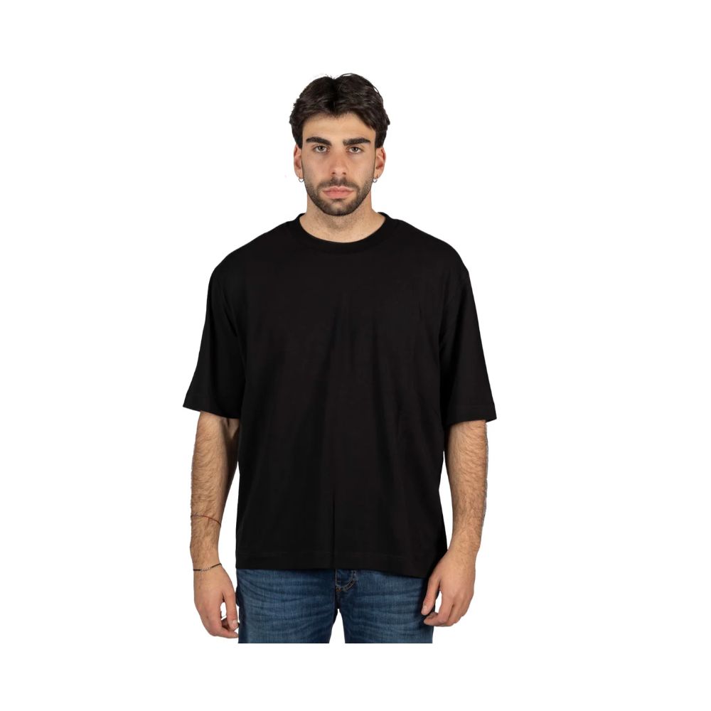 Alpha Studio Schwarzes T-Shirt aus Baumwolle