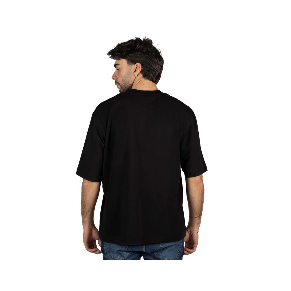 Alpha Studio Schwarzes T-Shirt aus Baumwolle