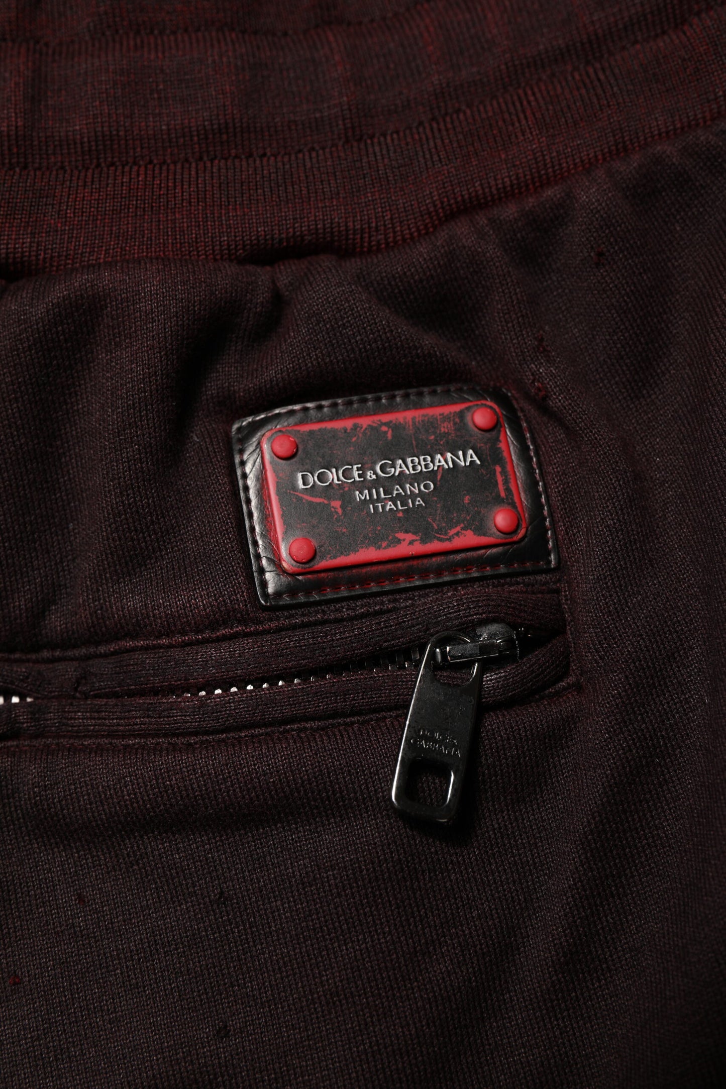 Dolce & Gabbana Bordeauxfarbene Baumwoll-Bermudas Sweatshorts Shorts