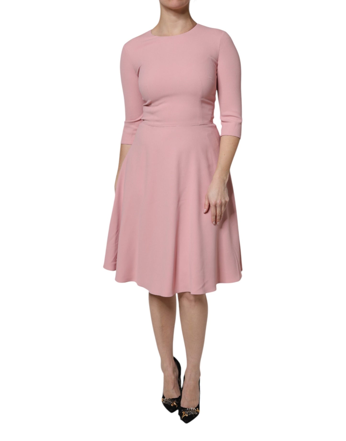 Dolce & Gabbana Rosa A-Linien-Kleid mit 3/4 Ärmeln aus Viskose