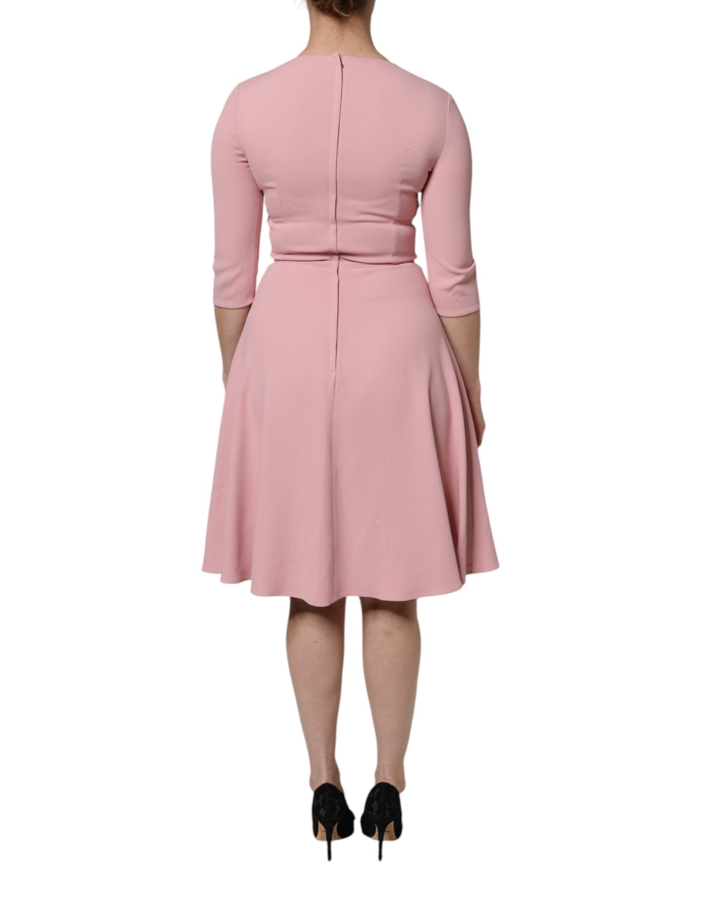 Dolce & Gabbana Rosa A-Linien-Kleid mit 3/4 Ärmeln aus Viskose