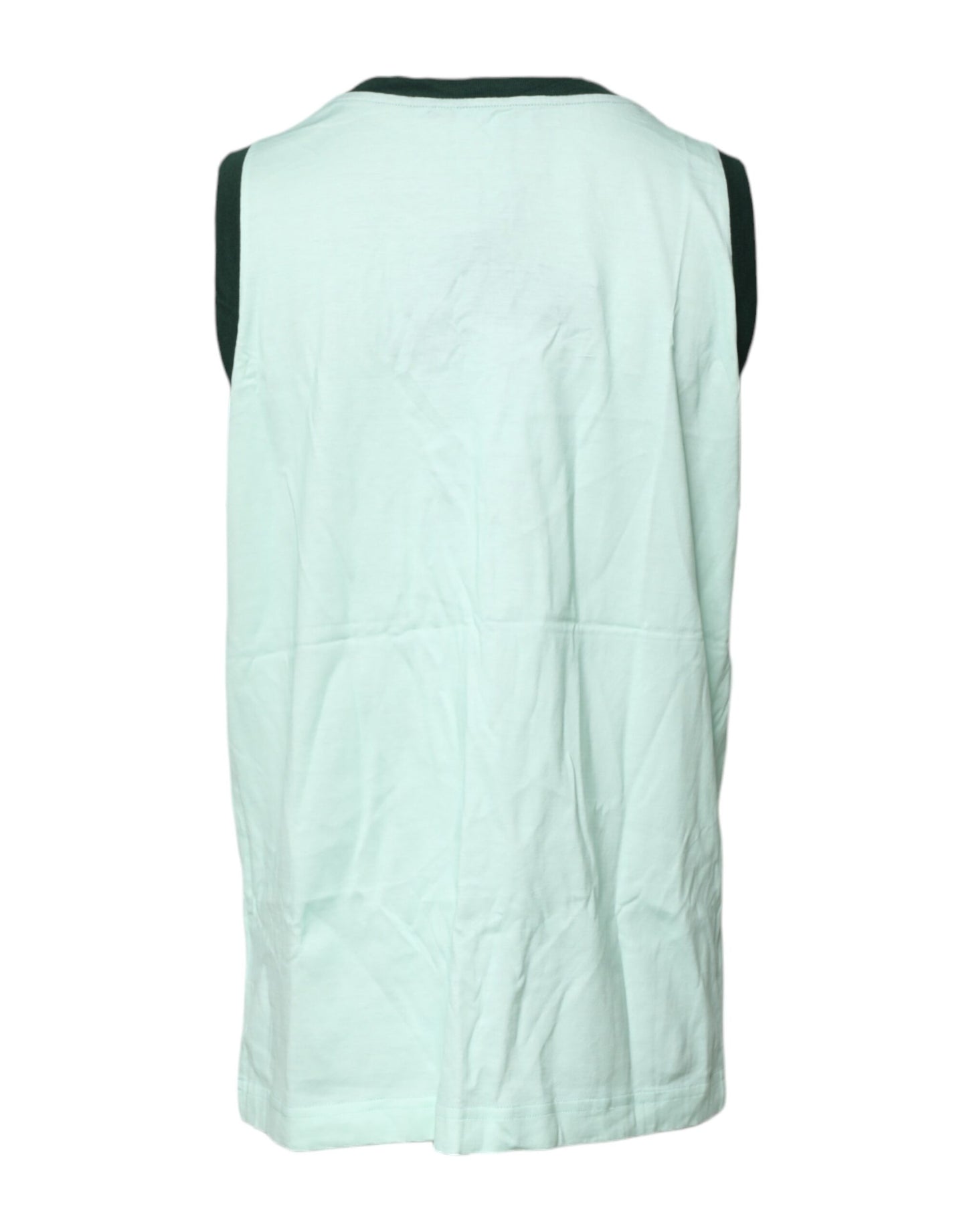 Dolce & Gabbana Hellgrünes ärmelloses Tank-T-Shirt mit Grafikdruck