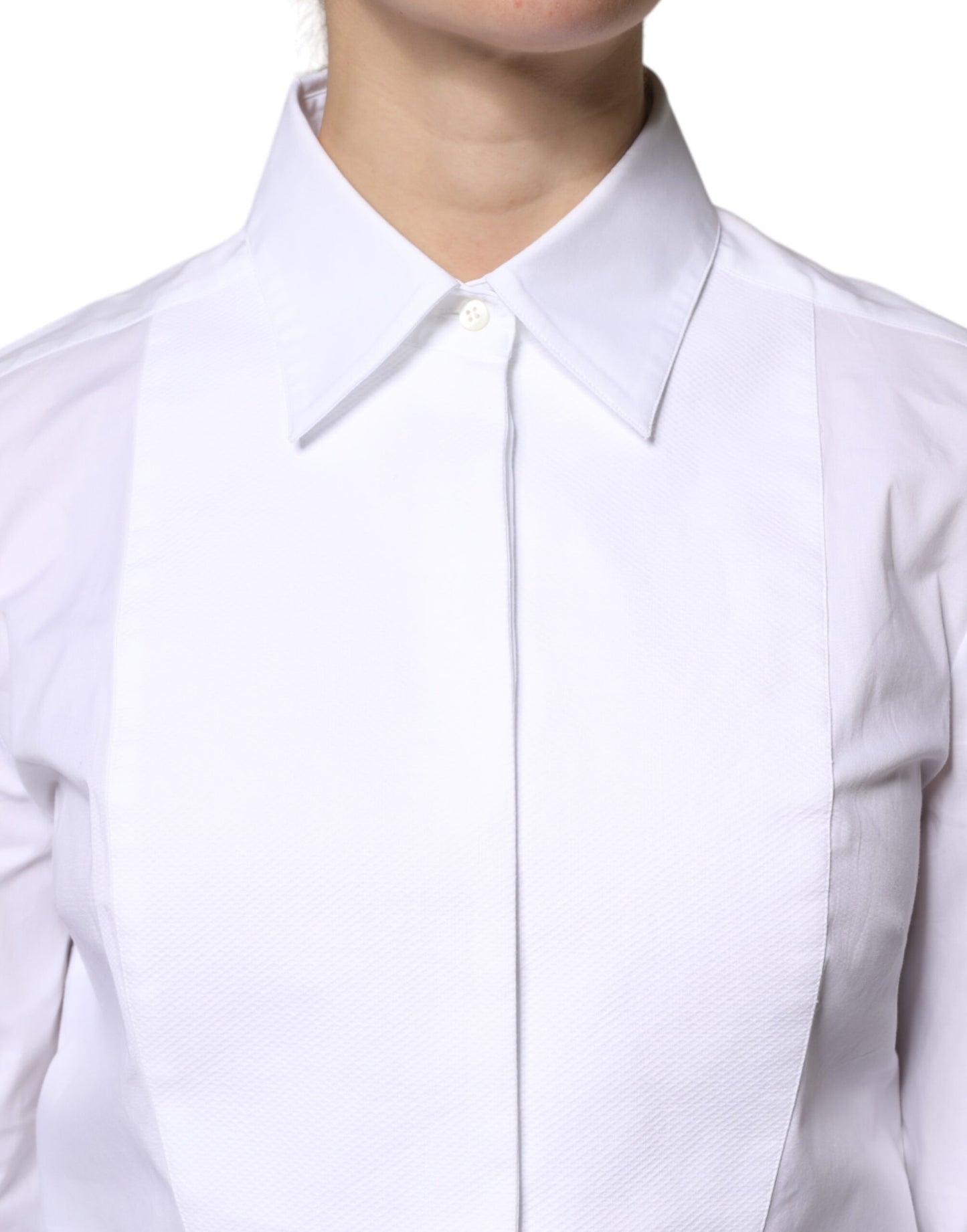 Dolce & Gabbana Weißes Baumwollhemd mit Kragen Oberteil