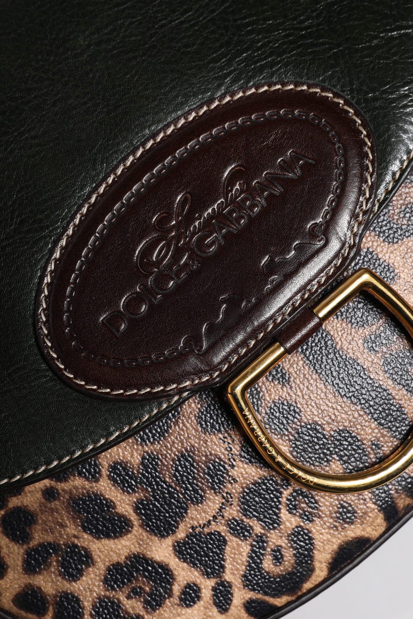 Dolce & Gabbana Schwarzbraune Leopardenleder-Schulterriemen-Tasche