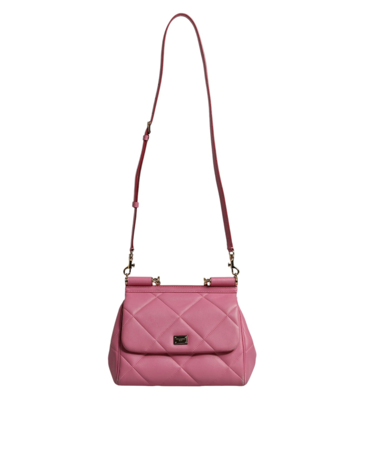 Dolce & Gabbana Rosa Leder Sicily Logo Umhängetasche