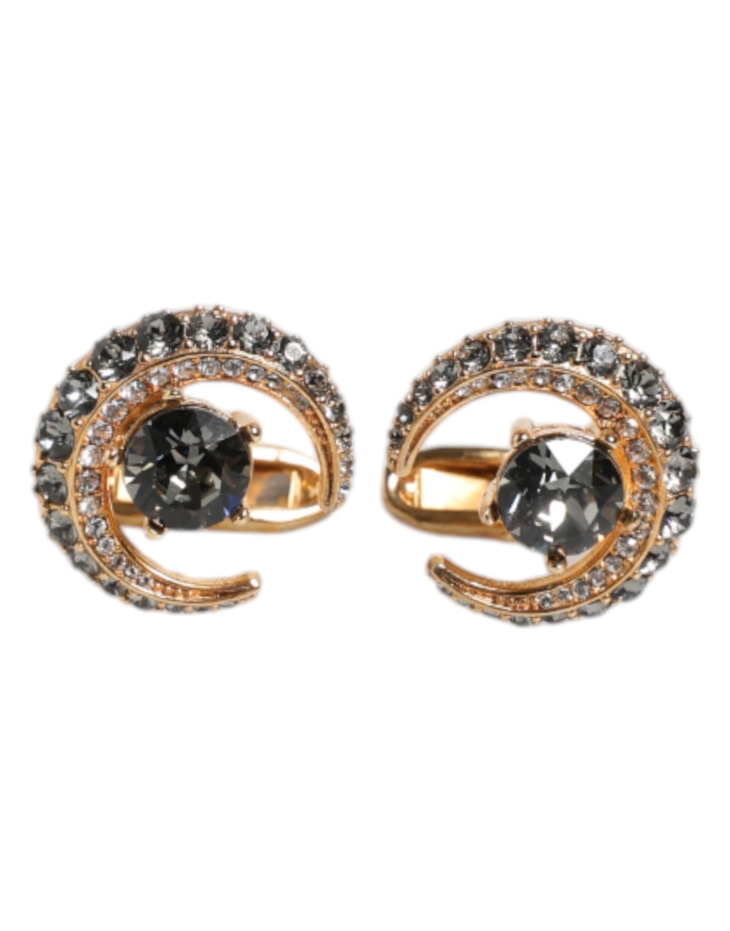 Dolce & Gabbana Messing Gold Schwarz Kristall Luna Manschettenknopf