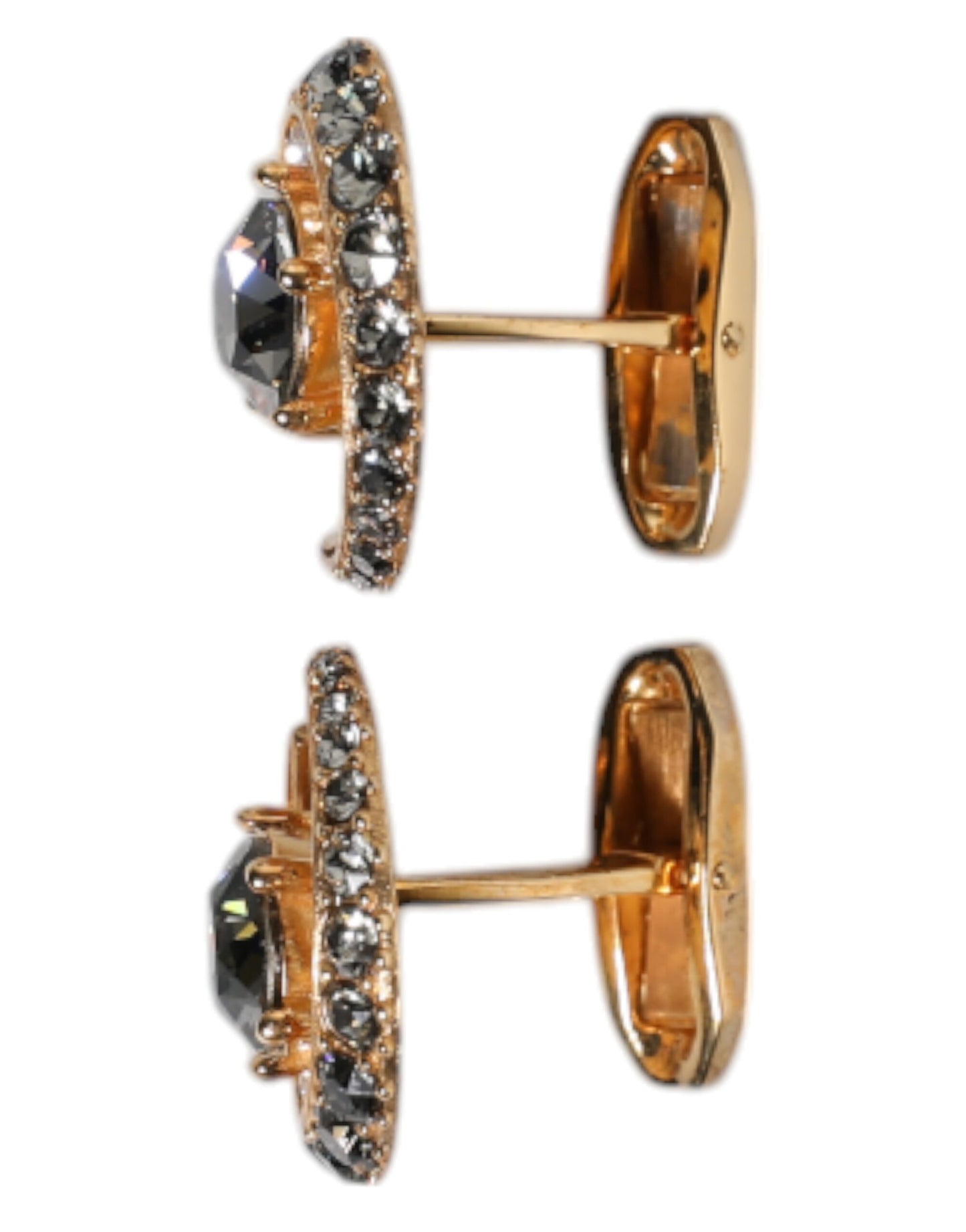 Dolce & Gabbana Messing Gold Schwarz Kristall Luna Manschettenknopf