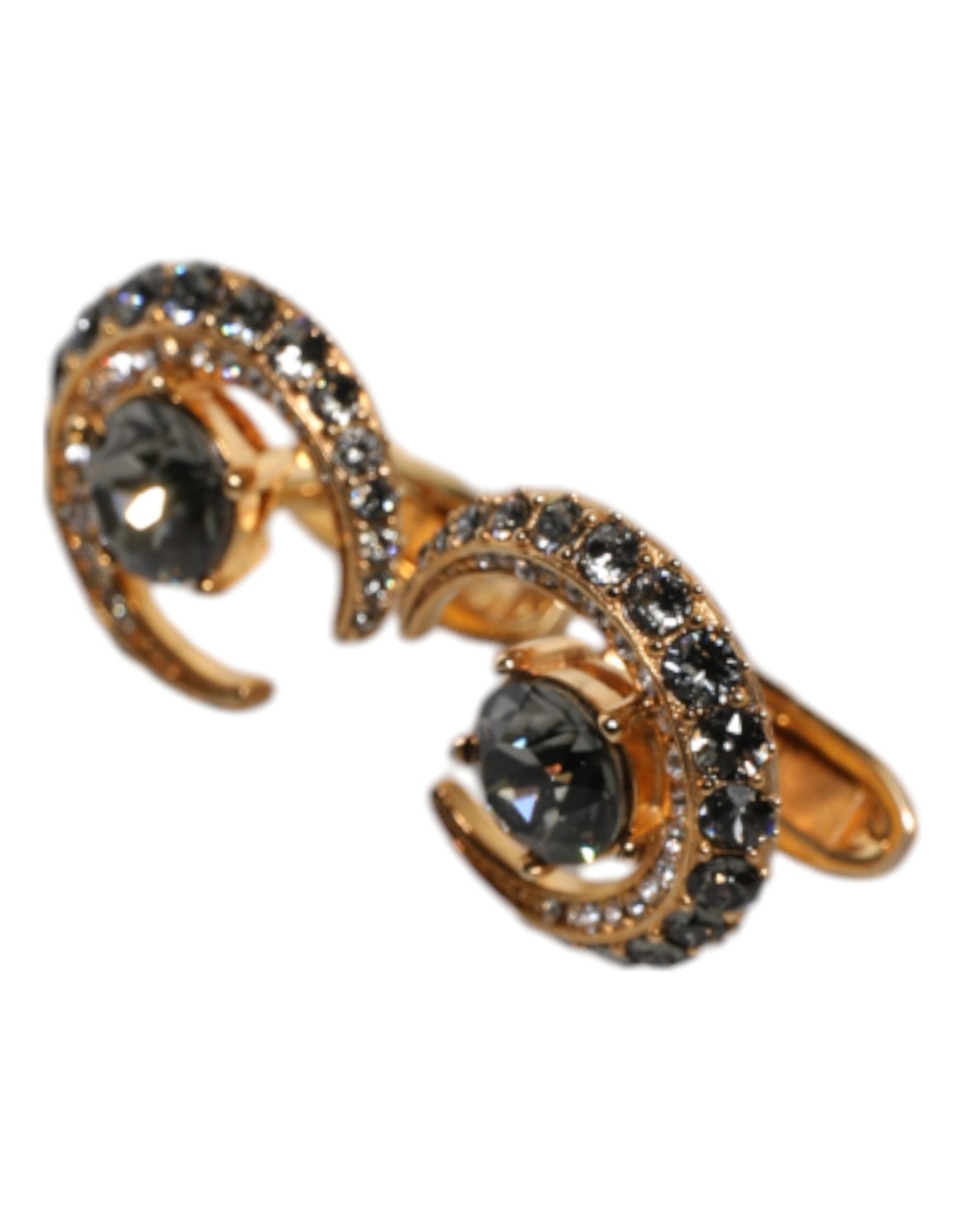 Dolce & Gabbana Messing Gold Schwarz Kristall Luna Manschettenknopf