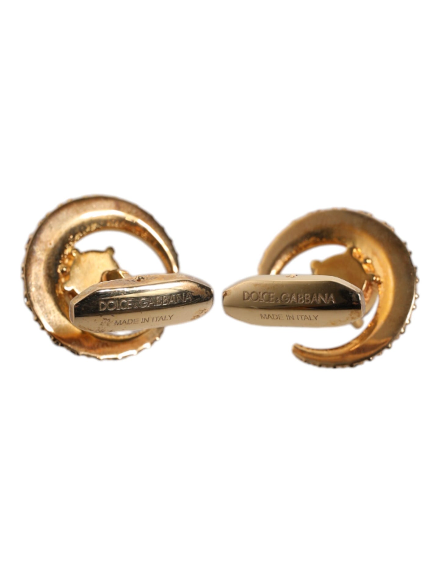Dolce & Gabbana Messing Gold Schwarz Kristall Luna Manschettenknopf