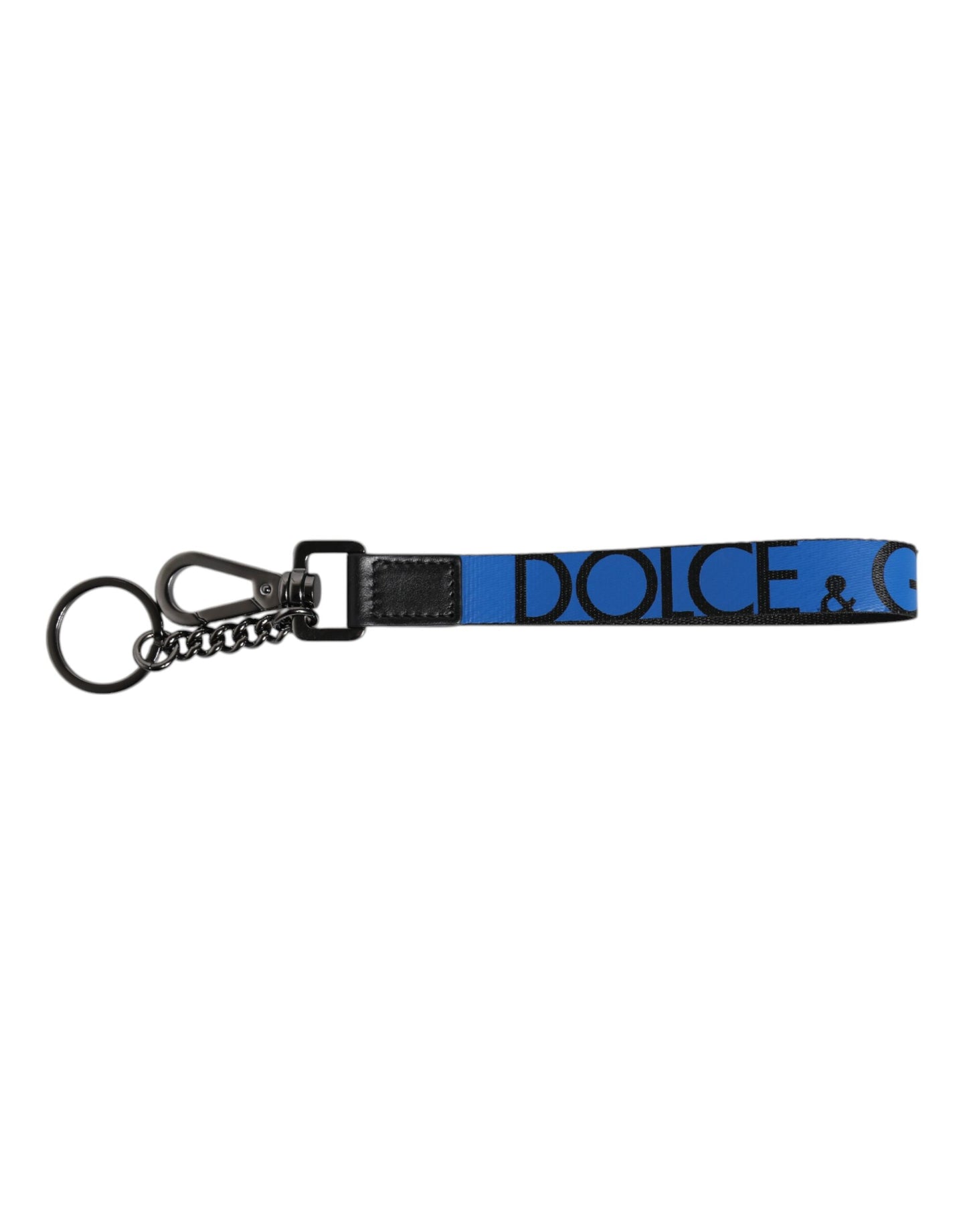 Dolce & Gabbana Blau Logo Nylon Silber Messing Männer Halter Schlüsselanhänger Schlüsselanhänger