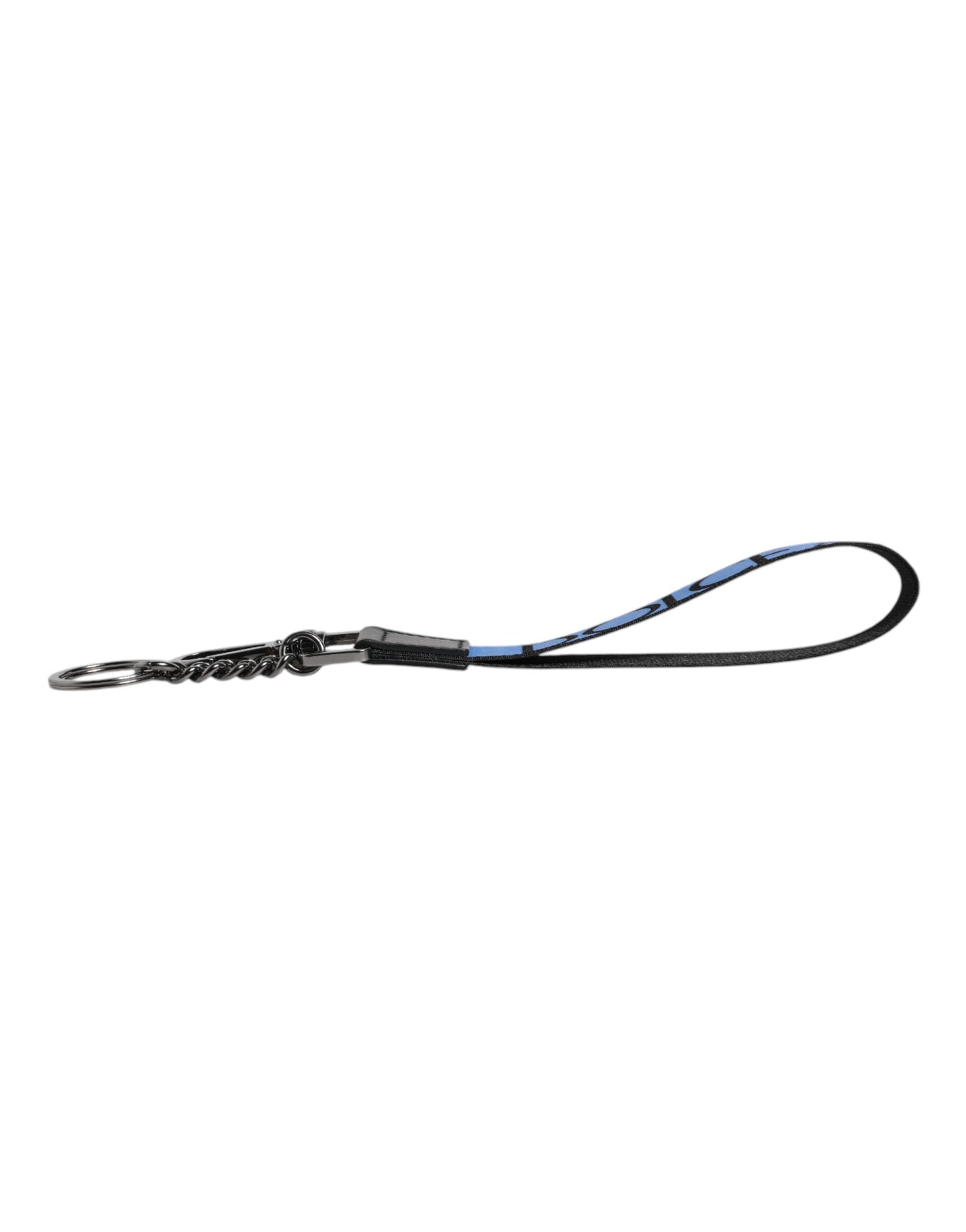 Dolce & Gabbana Blau Logo Nylon Silber Messing Männer Halter Schlüsselanhänger Schlüsselanhänger