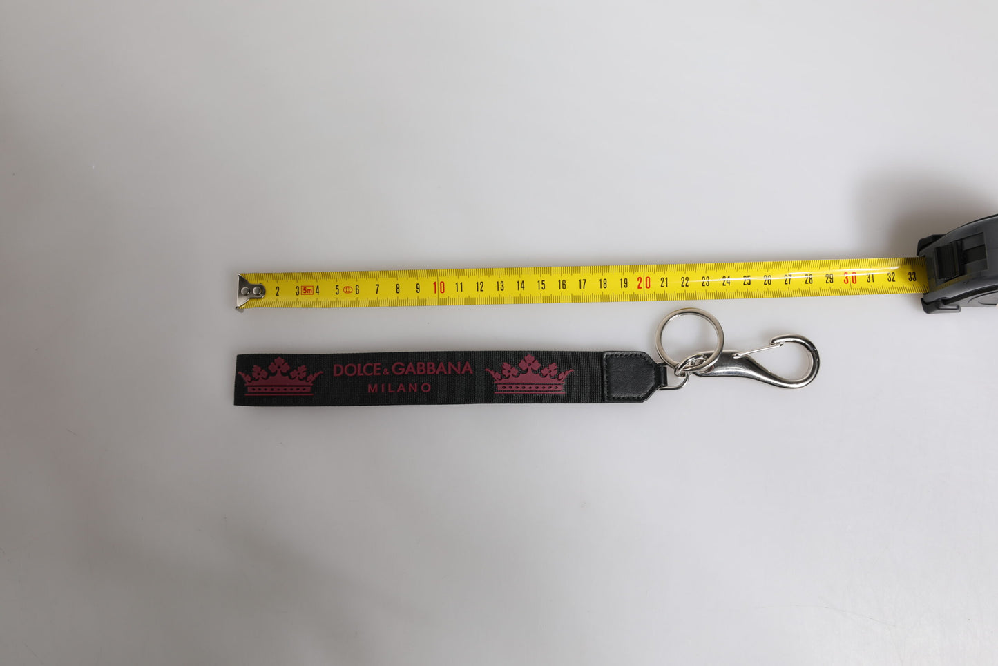 Dolce & Gabbana Schwarzes Nylon Logo DG Crown Herren Schlüsselanhänger Schlüsselring