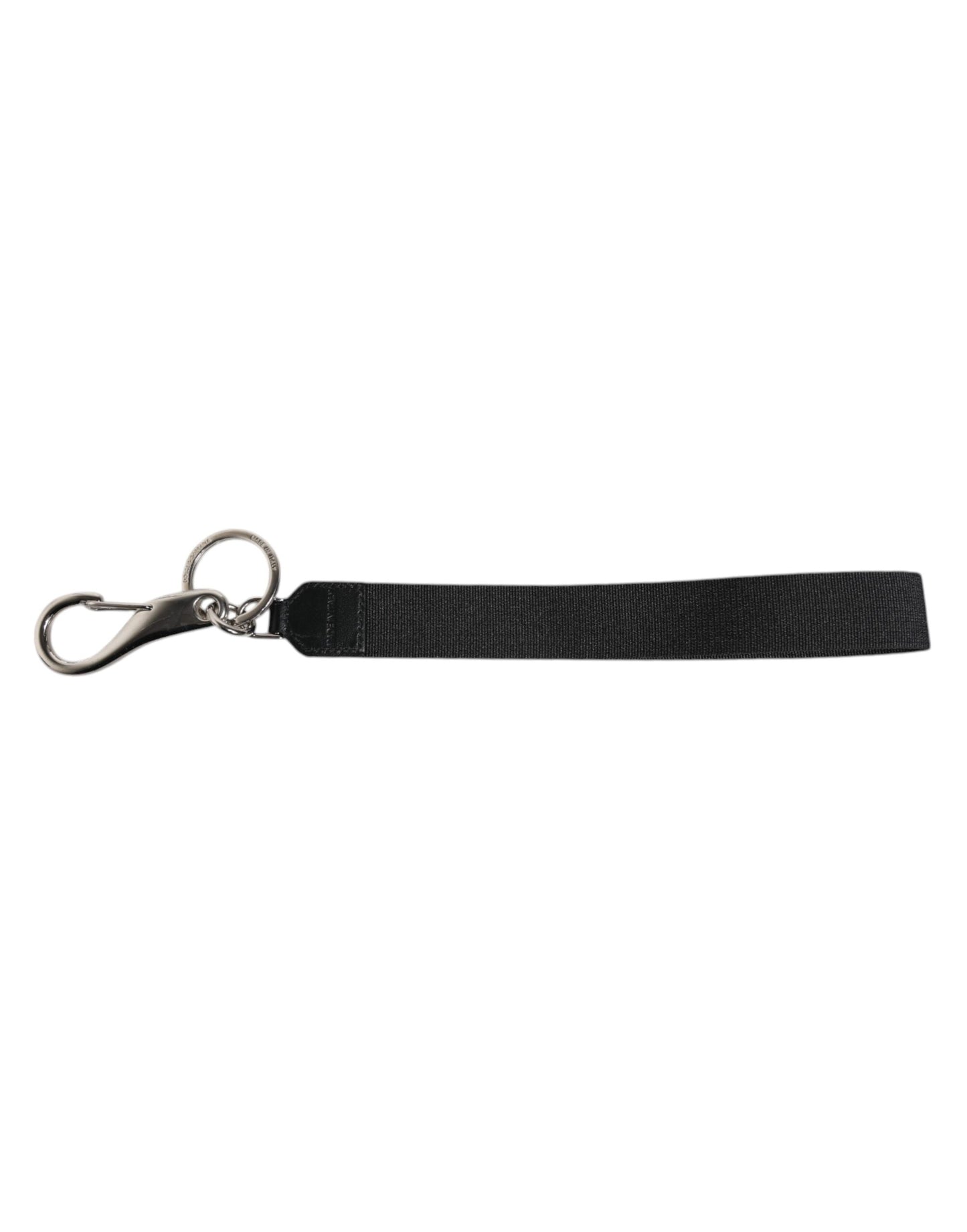 Dolce & Gabbana Schwarzes Nylon Logo DG Crown Herren Schlüsselanhänger Schlüsselring