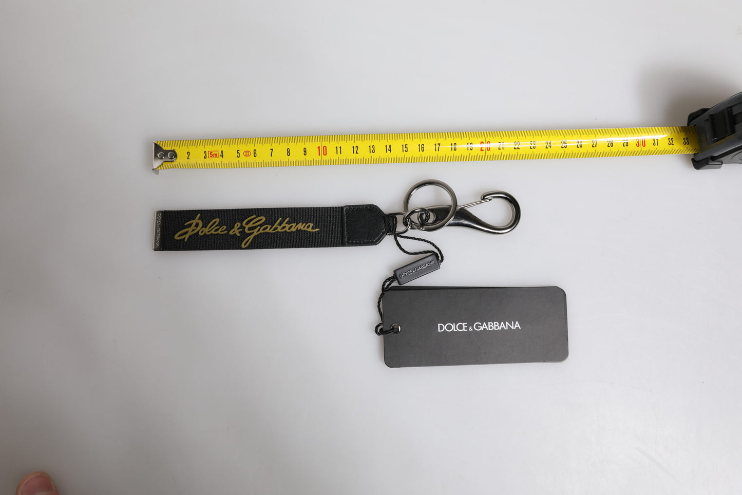 Dolce & Gabbana Schwarzes Logo Nylon Silber Messing Männer Halter Schlüsselanhänger Schlüsselanhänger