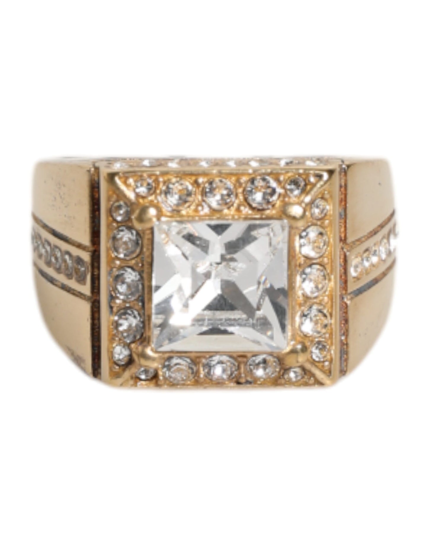 Dolce & Gabbana Goldfarbener Sterling Silber 925 Kristalle Ring