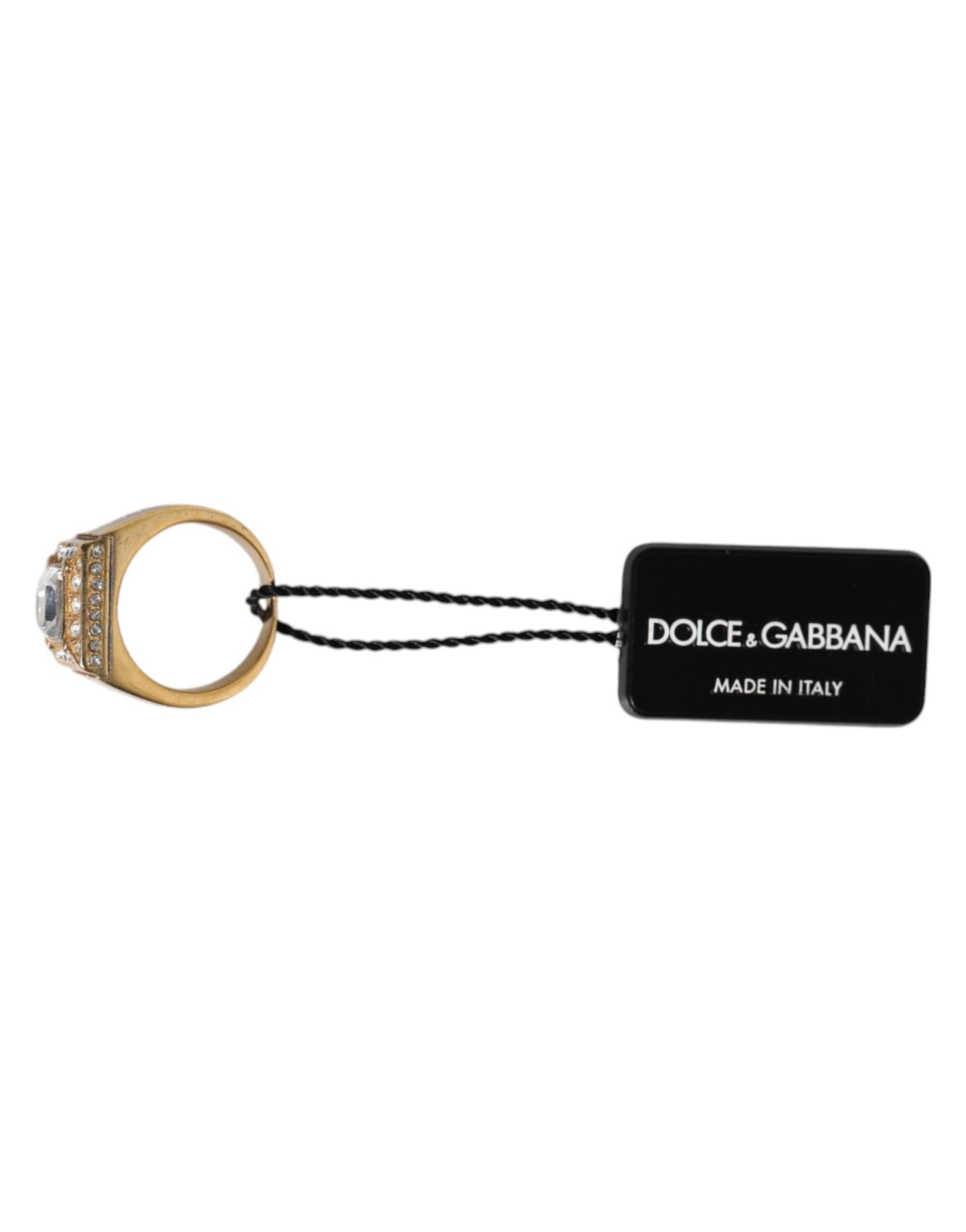 Dolce & Gabbana Goldfarbener Sterling Silber 925 Kristalle Ring
