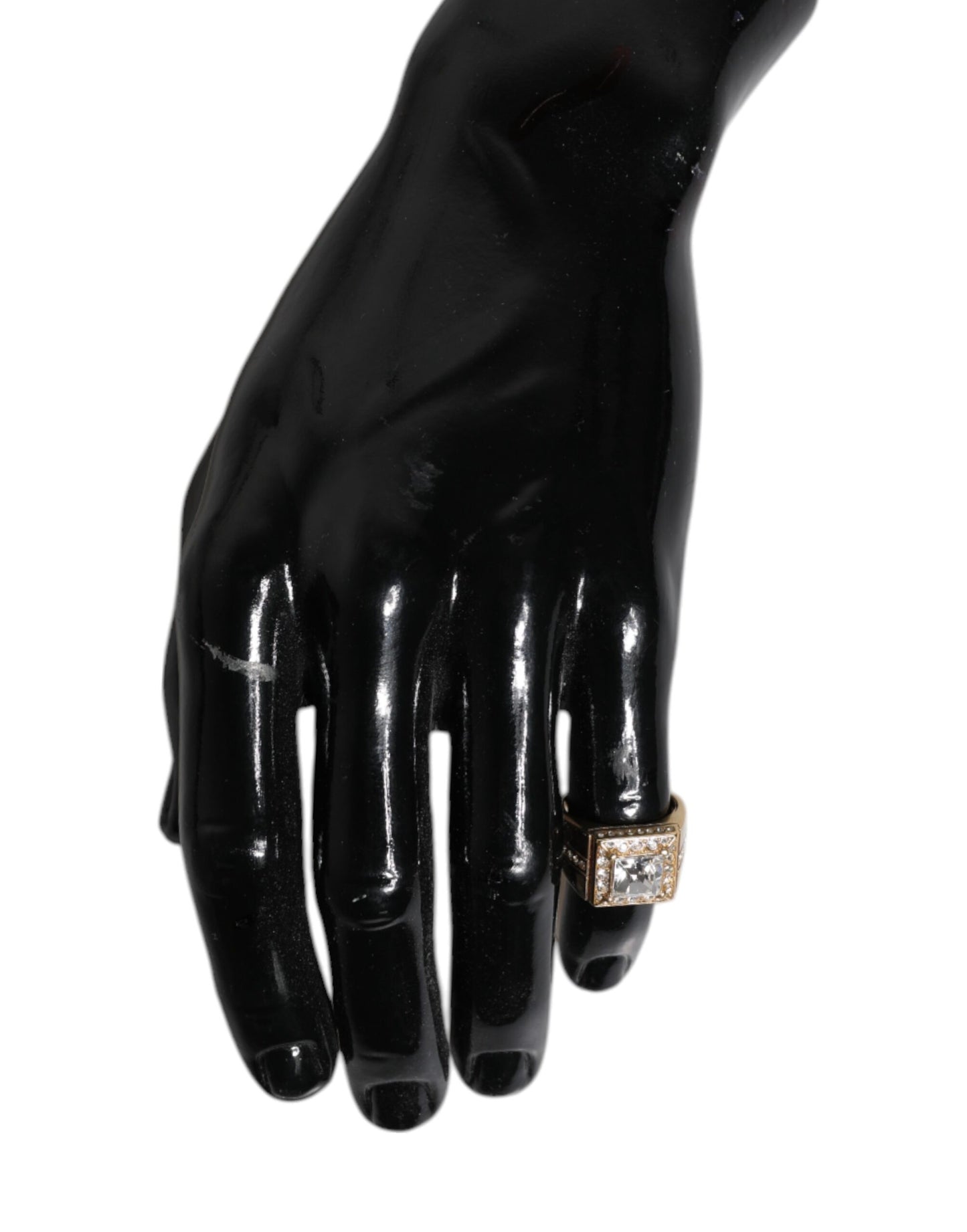 Dolce & Gabbana Goldfarbener Sterling Silber 925 Kristalle Ring