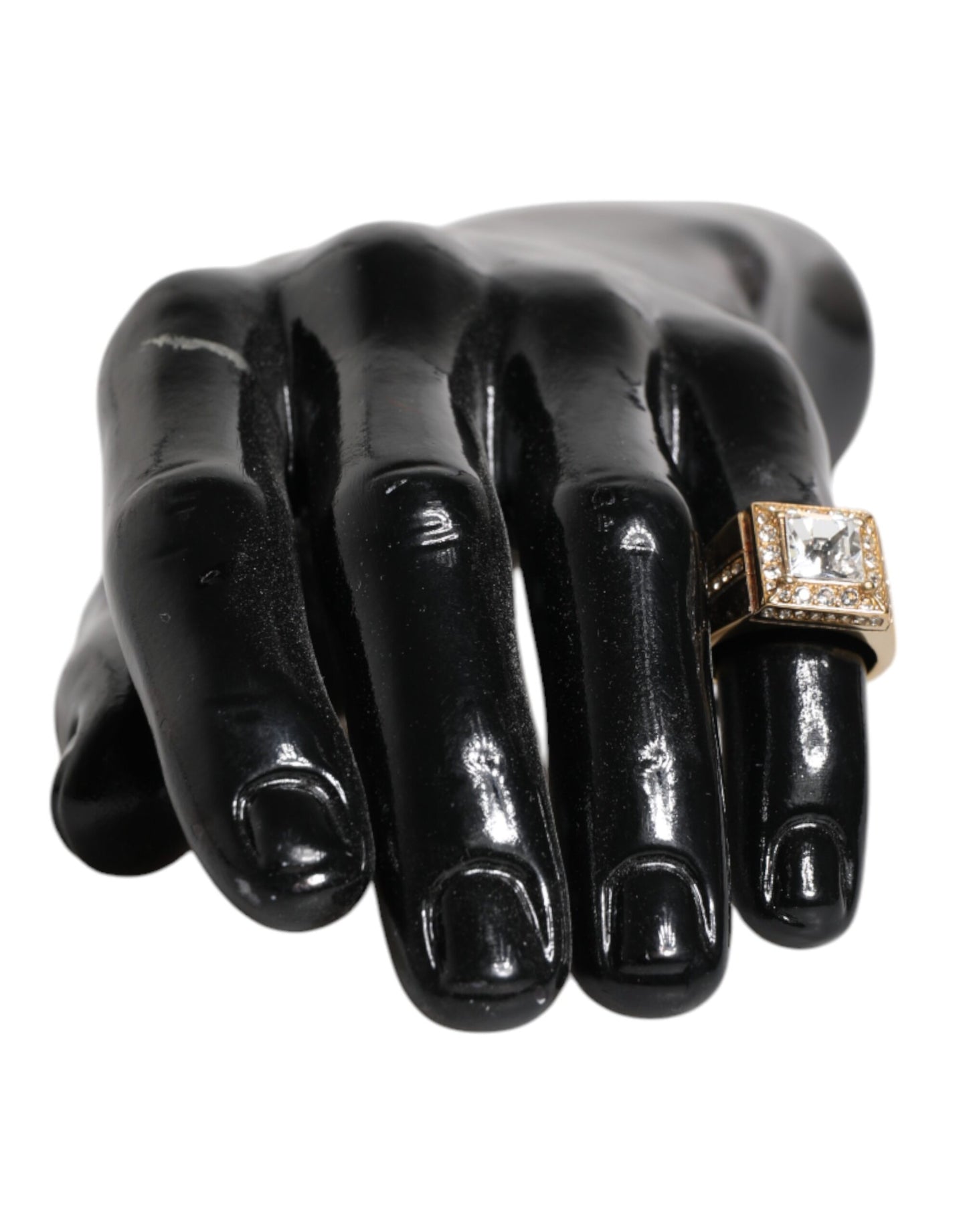 Dolce & Gabbana Goldfarbener Sterling Silber 925 Kristalle Ring