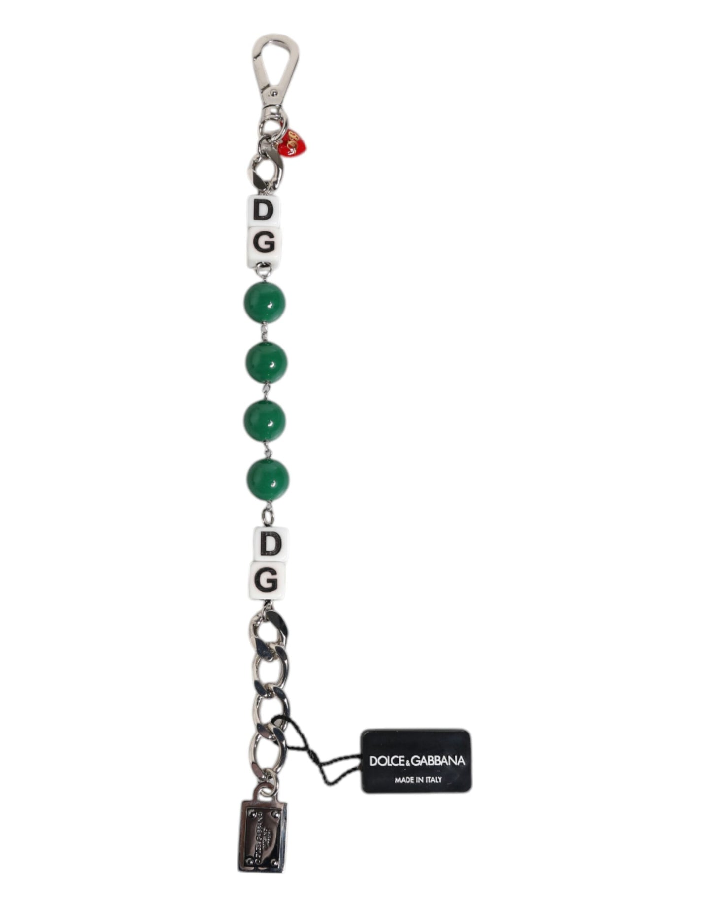 Dolce & Gabbana Silber-Ton Messing Perle Würfel Logo verschönern Charm-Armband